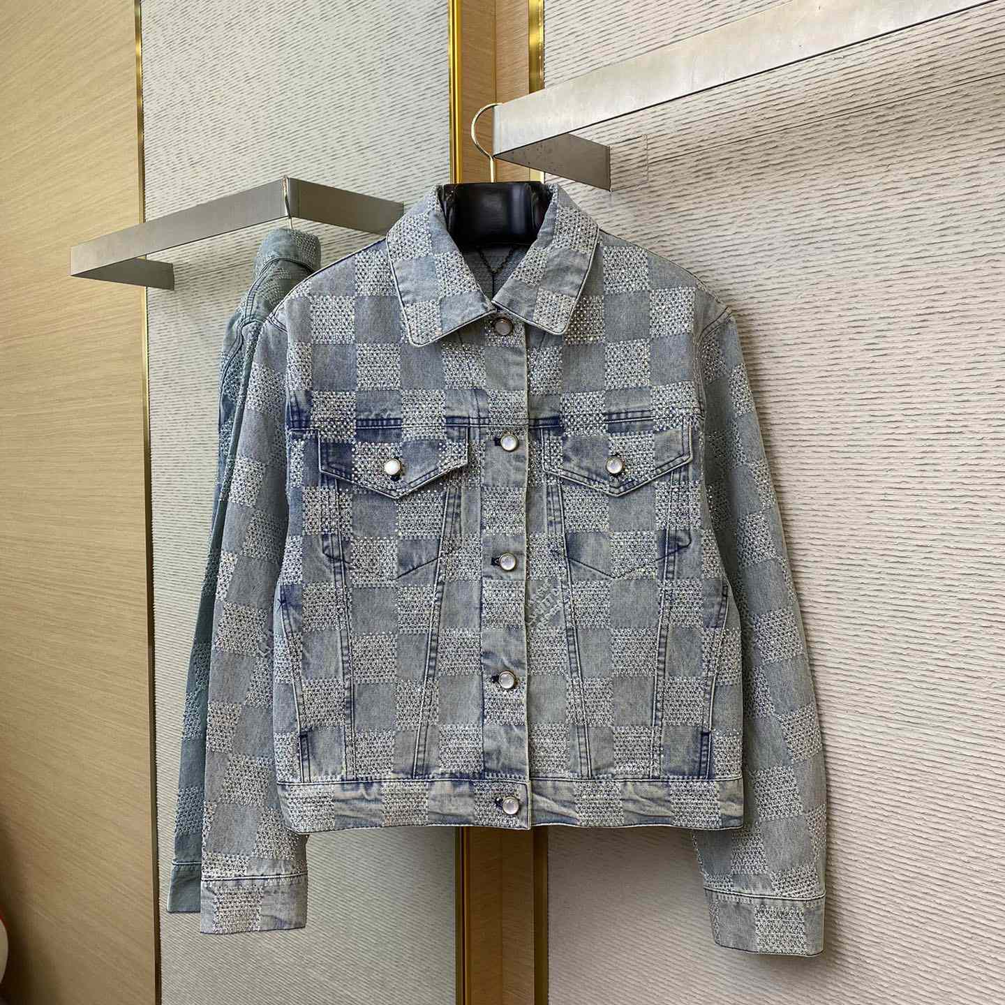 Louis Vuitton Damier Denim Jacket With Crystal - EUR FASHION