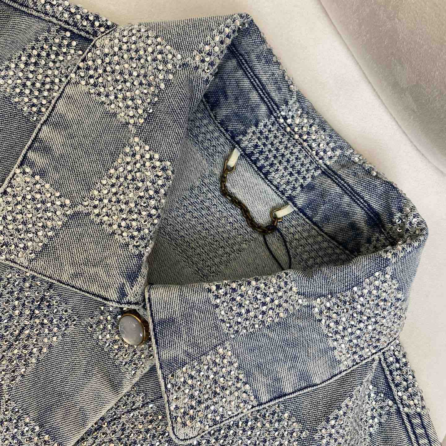 Louis Vuitton Damier Denim Jacket With Crystal - EUR FASHION