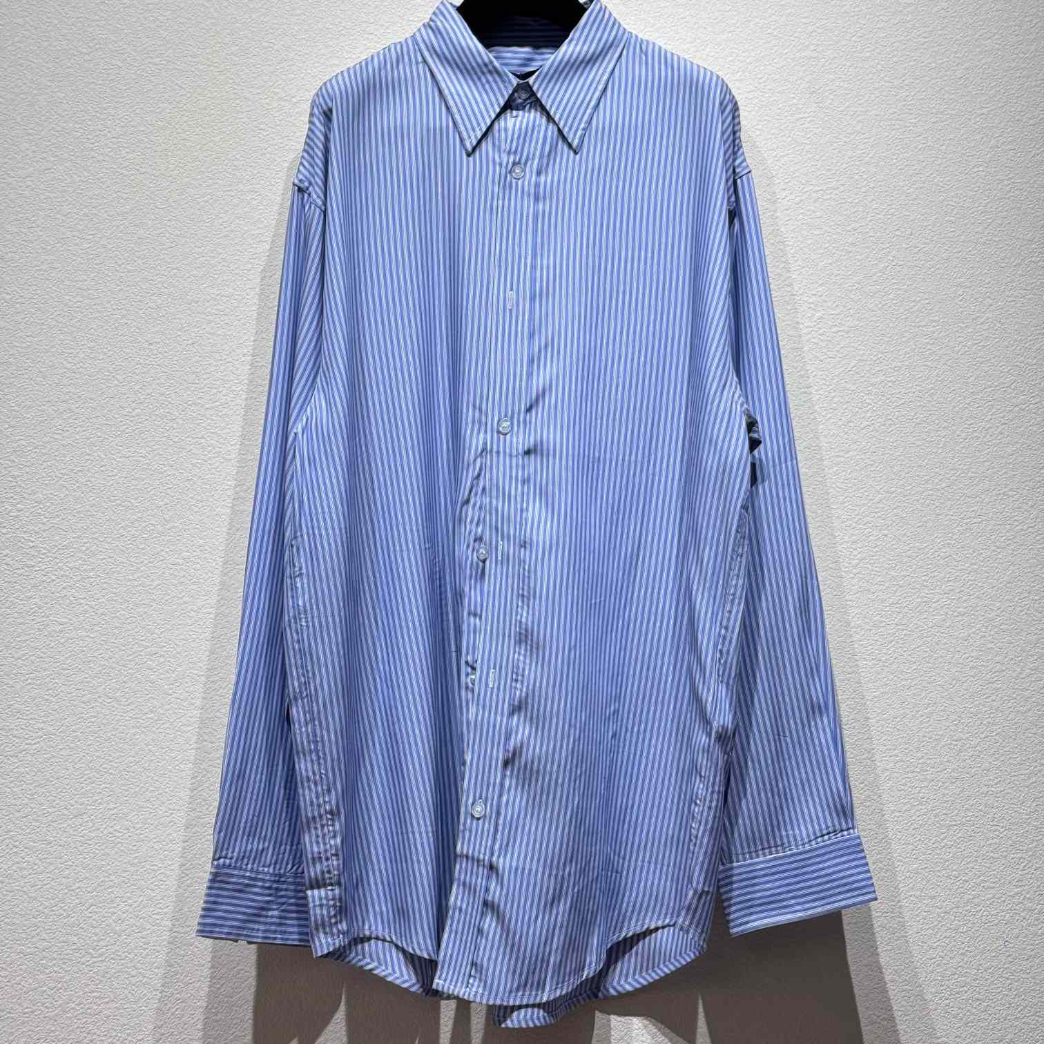 Balenciaga Fluid Shirt In Blue And White - EUR FASHION