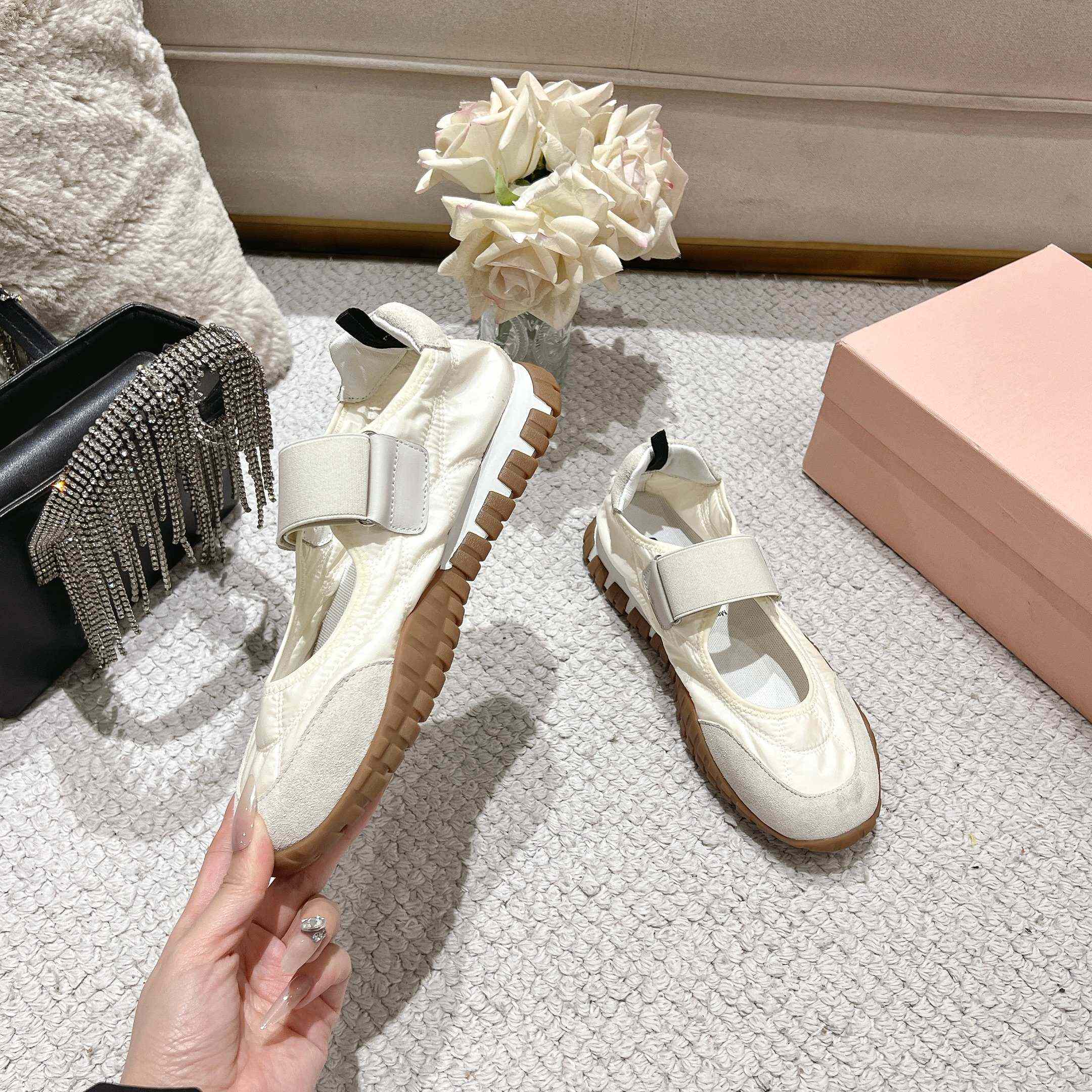 Miu Miu Tyre Technical Fabric And Suede Ballerinas - EUR FASHION
