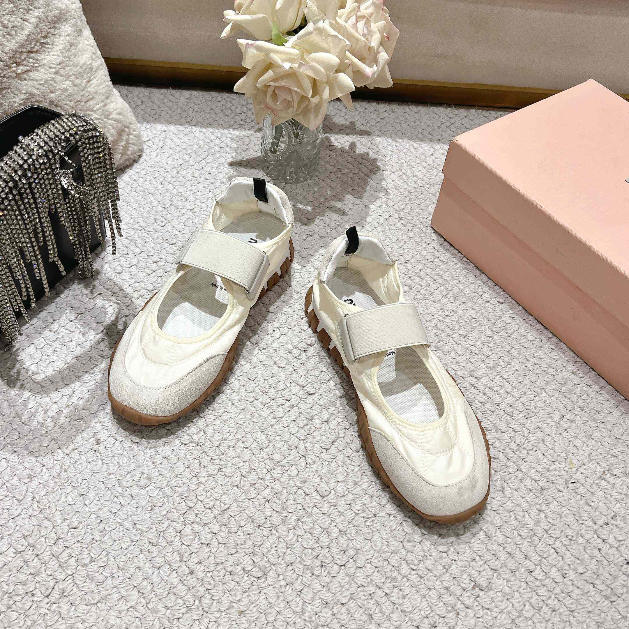 Miu Miu Tyre Technical Fabric And Suede Ballerinas - EUR FASHION