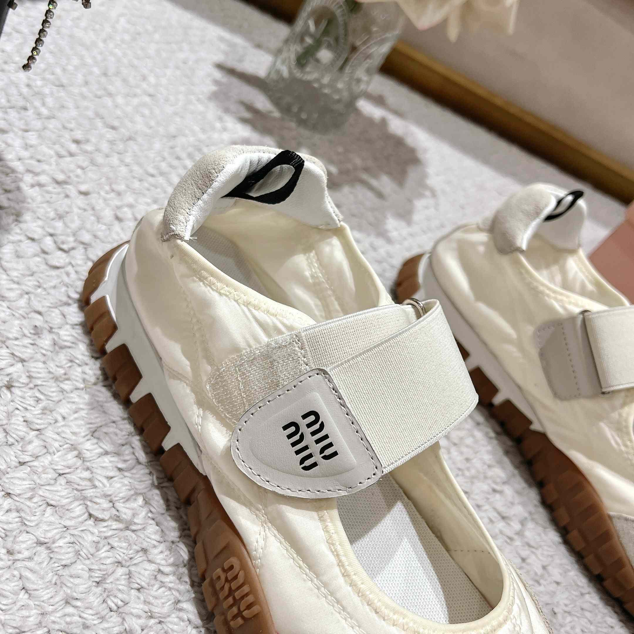 Miu Miu Tyre Technical Fabric And Suede Ballerinas - EUR FASHION