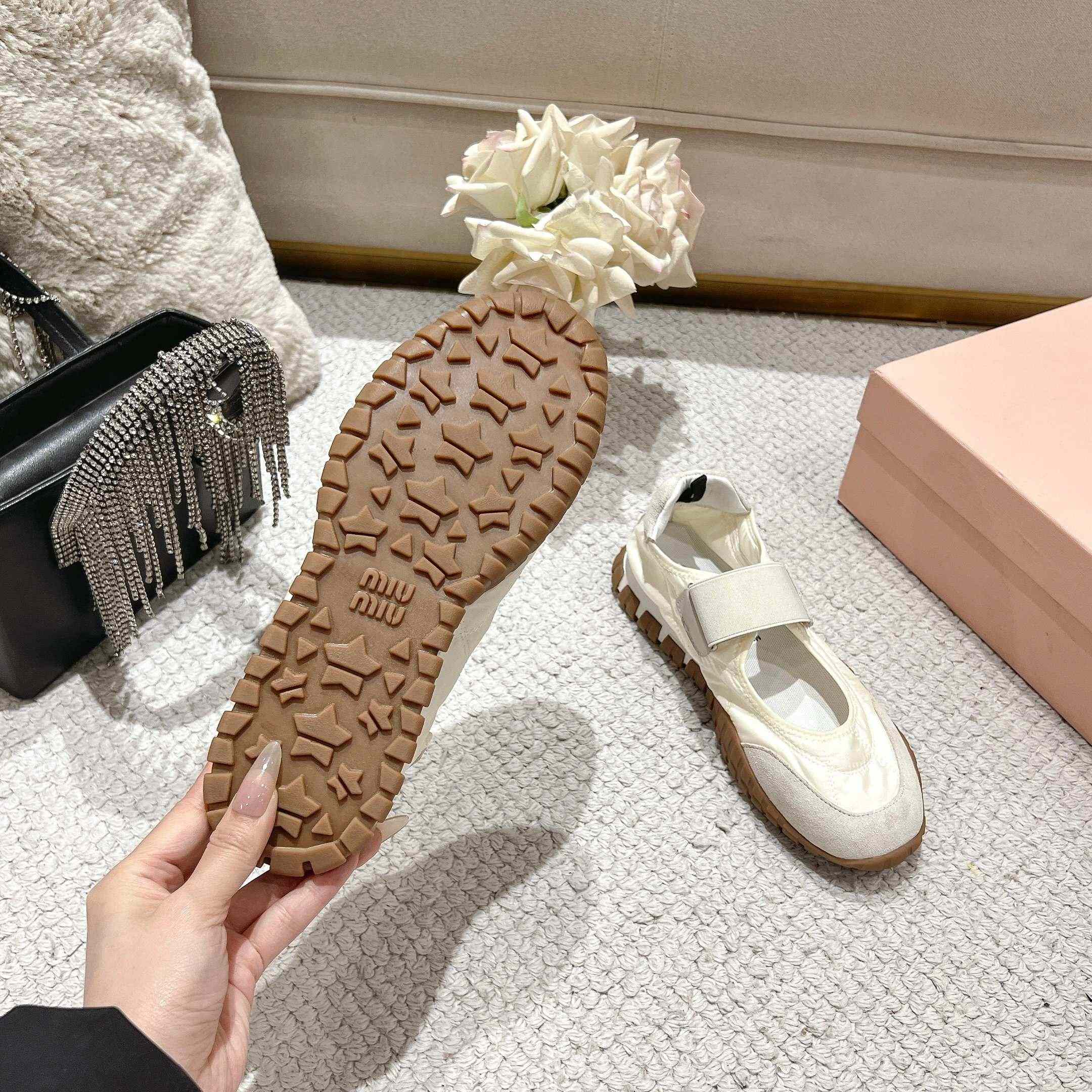 Miu Miu Tyre Technical Fabric And Suede Ballerinas - EUR FASHION