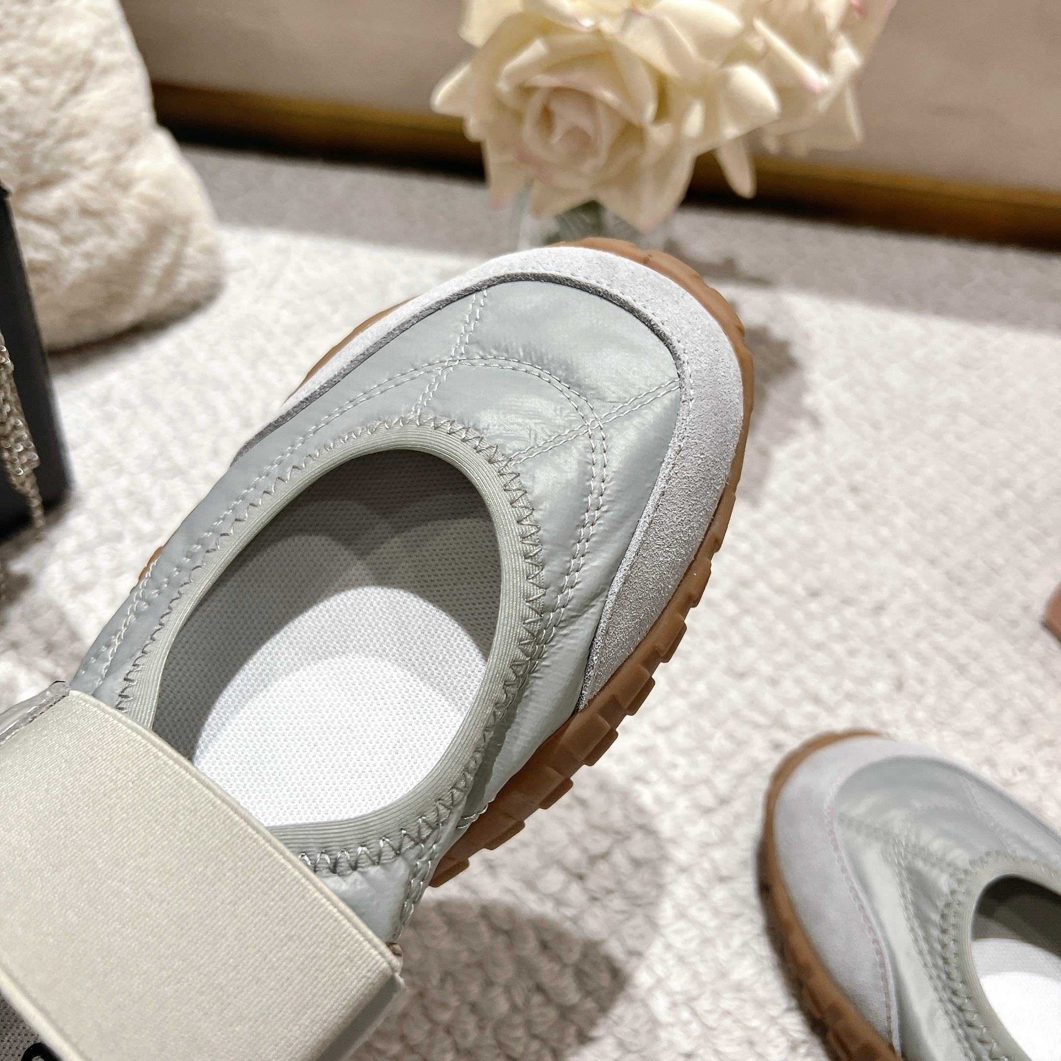 Miu Miu Tyre Technical Fabric And Suede Ballerinas - EUR FASHION