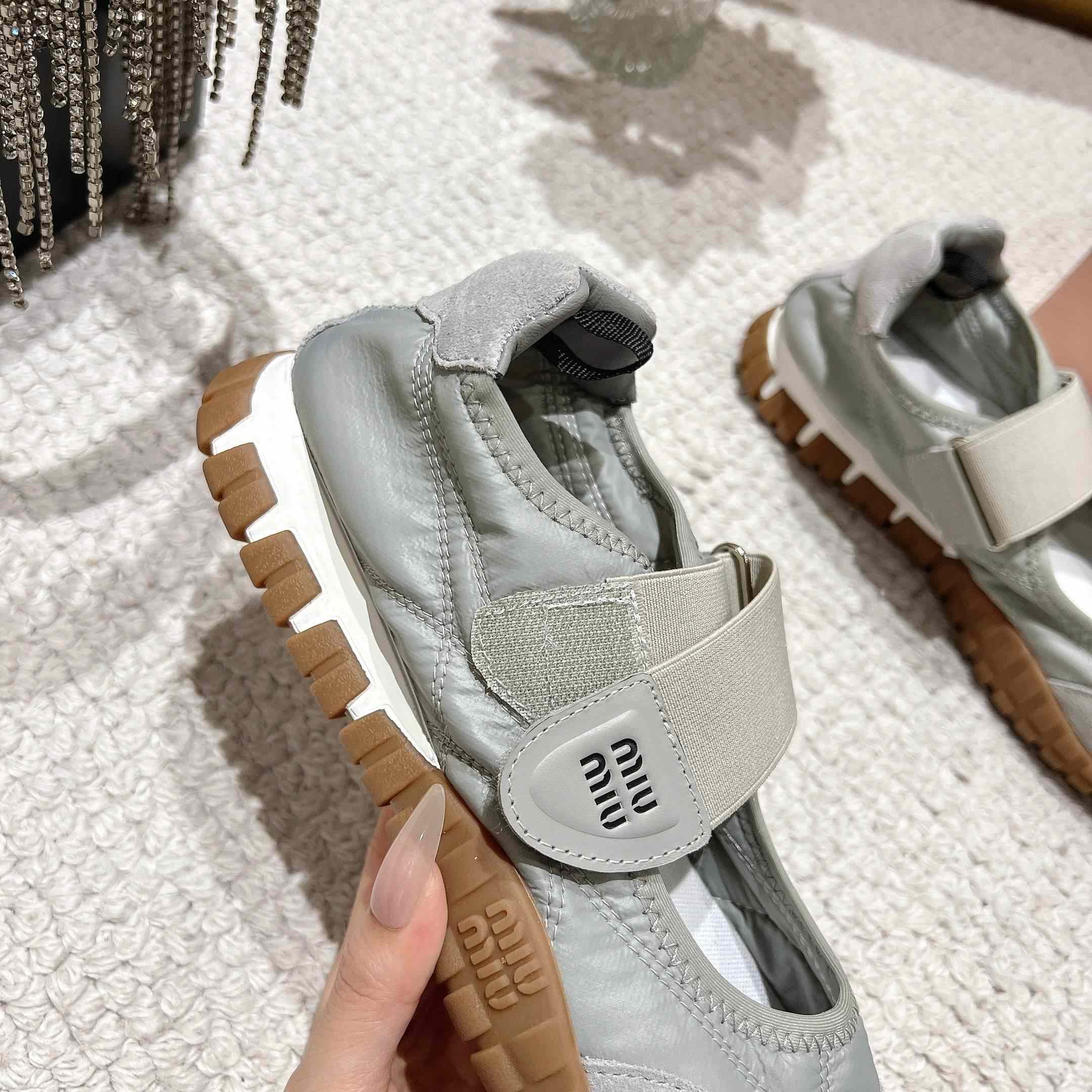 Miu Miu Tyre Technical Fabric And Suede Ballerinas - EUR FASHION