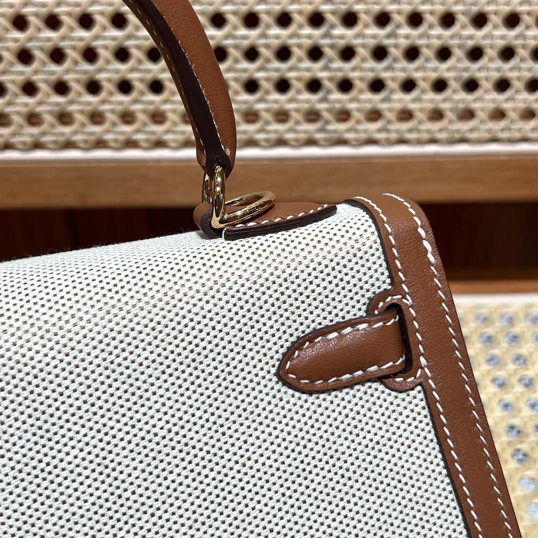 Hermes Vintage Toile & Barenia Kelly 25 - EUR FASHION
