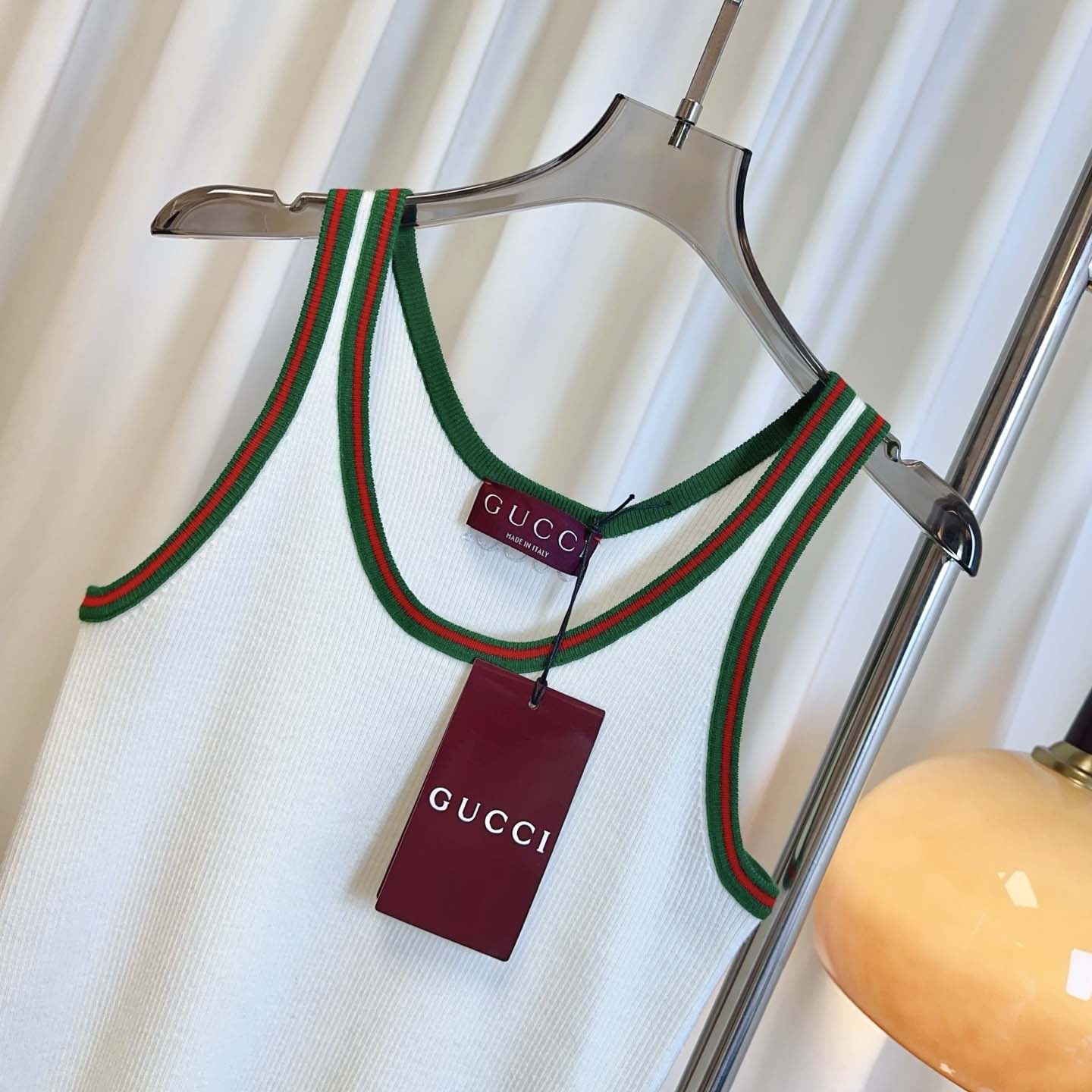 Gucci Cotton Tank Top With Web - EUR FASHION
