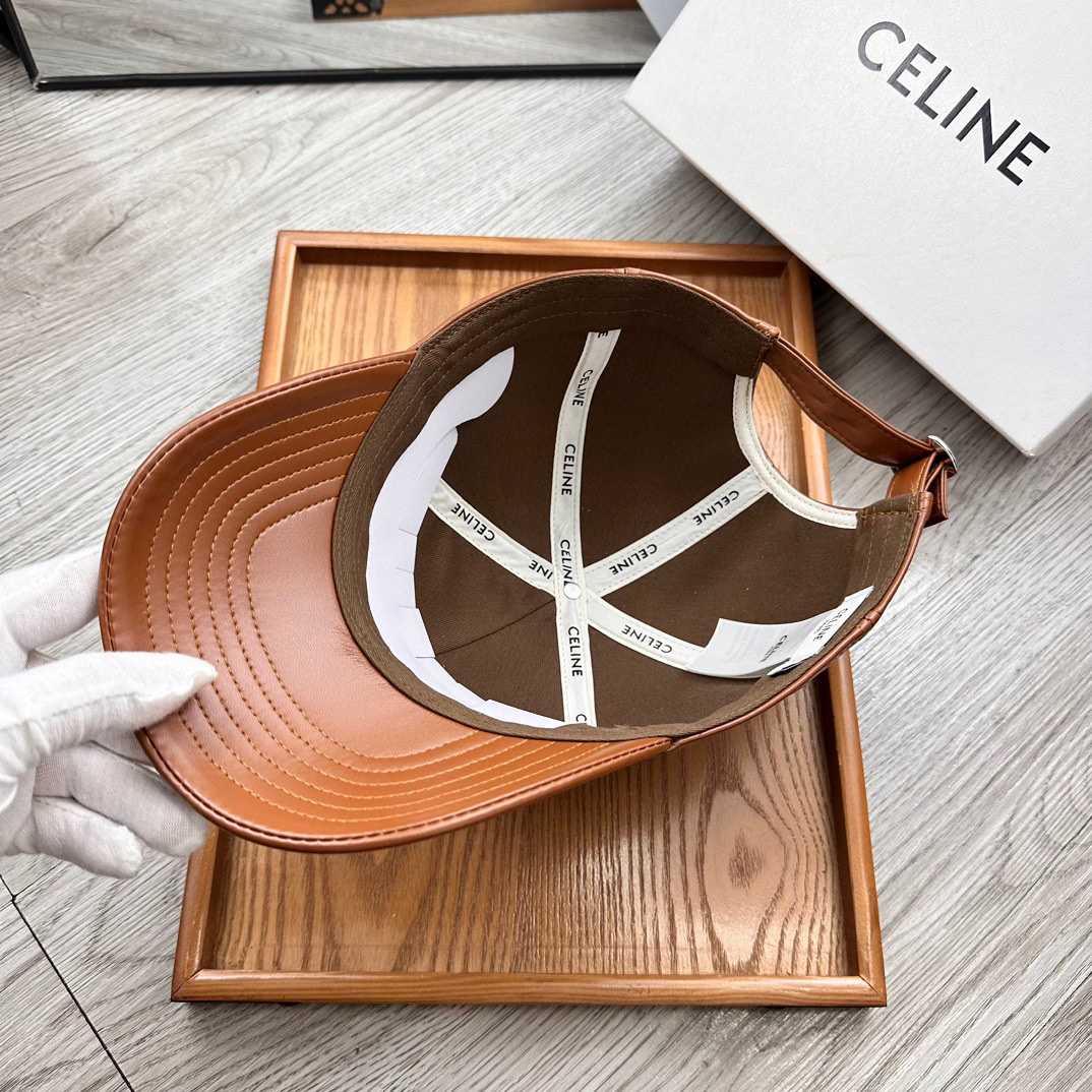 Celine Brown Leather Baseball Cap - EUR FASHION