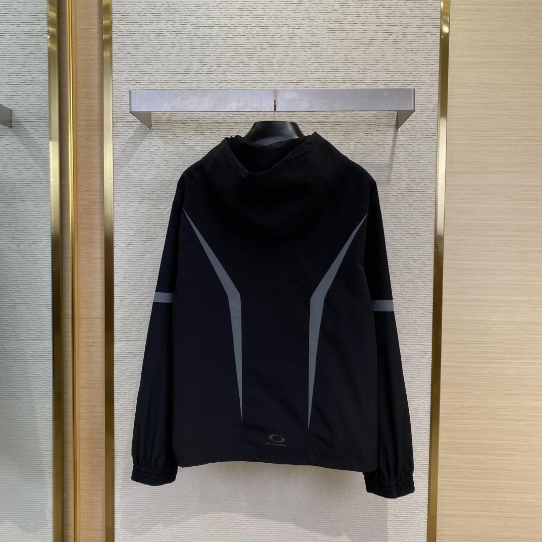 Balenciaga Loop Sports Icon Large Tracksuit Jacket In Black And Grey  - EUR FASHION
