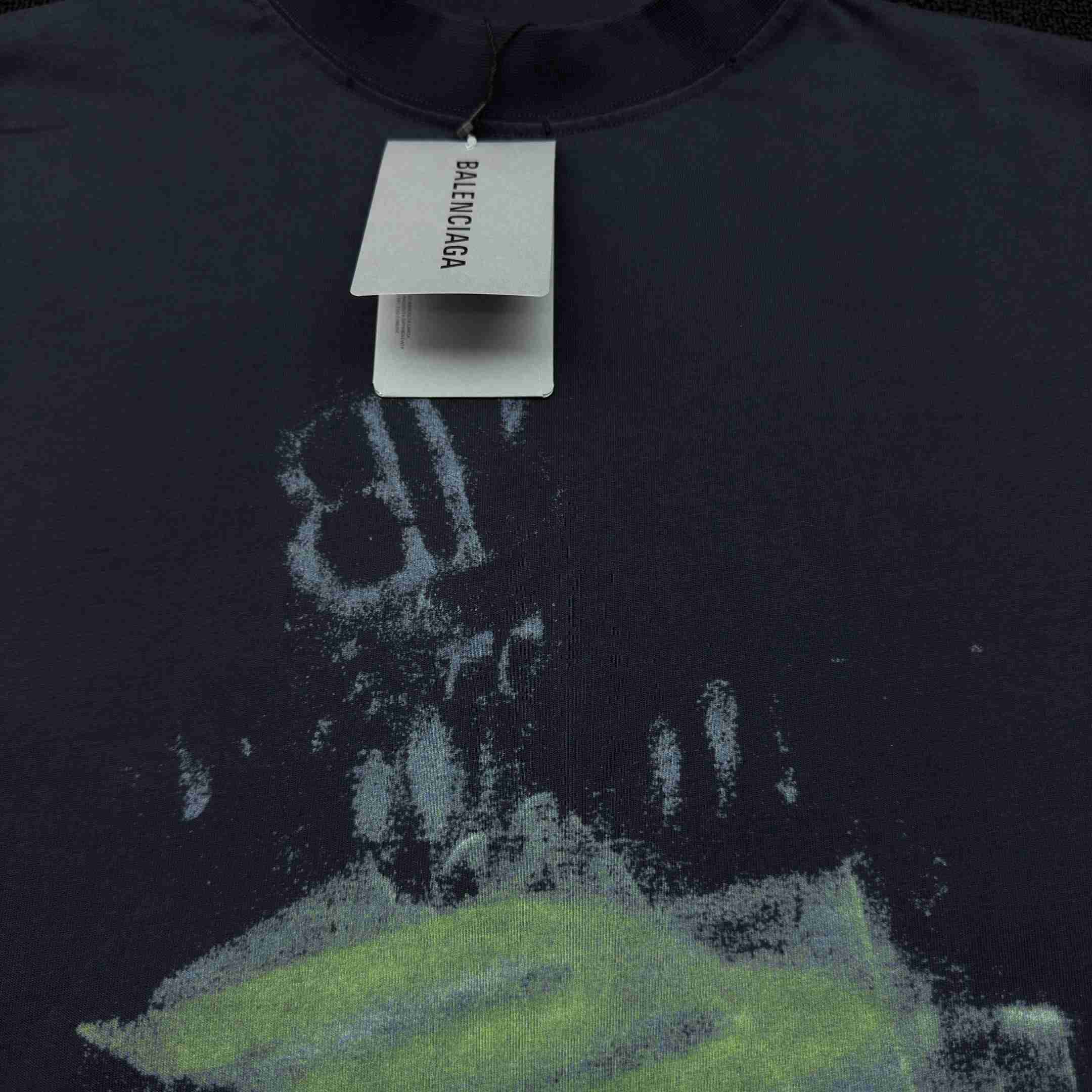 Balenciaga DIY Imprint Cropped T-Shirt In Washed Black Vintage Jersey - EUR FASHION