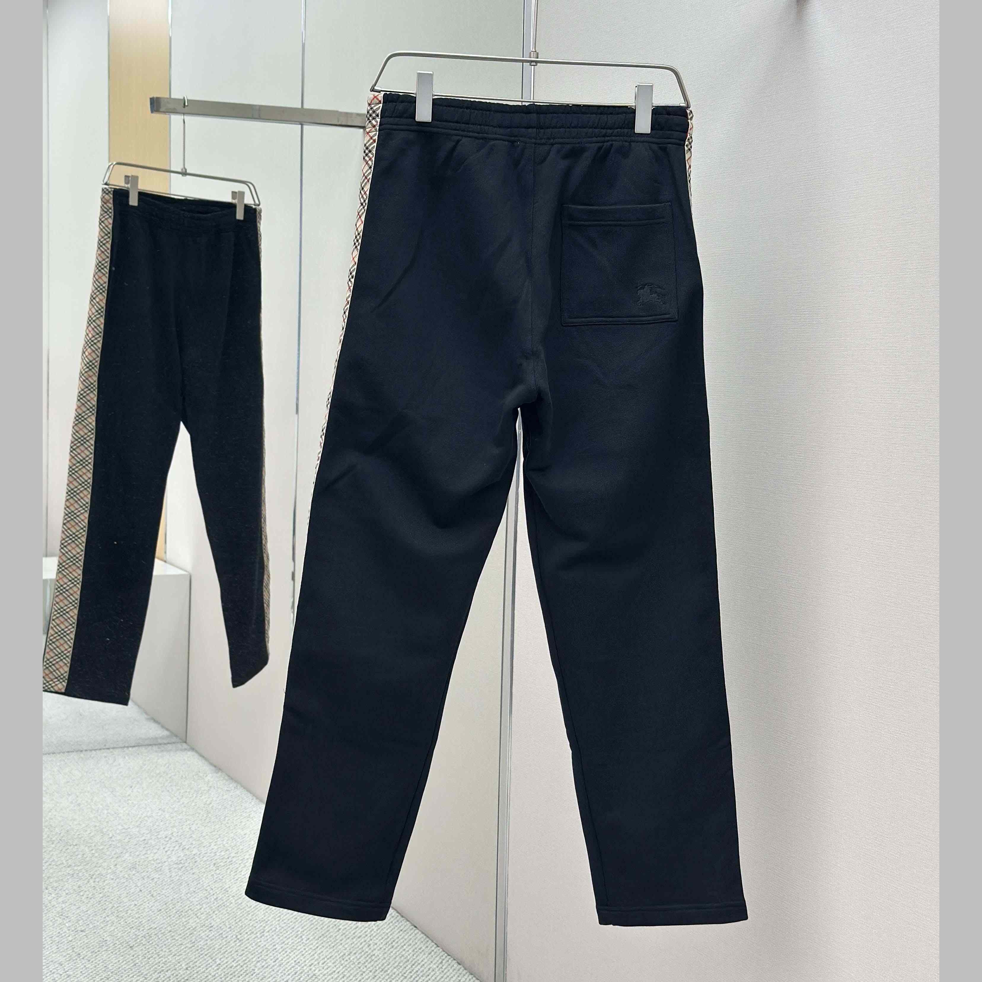 Burberry Check Trim Cotton Jogging Pants - EUR FASHION