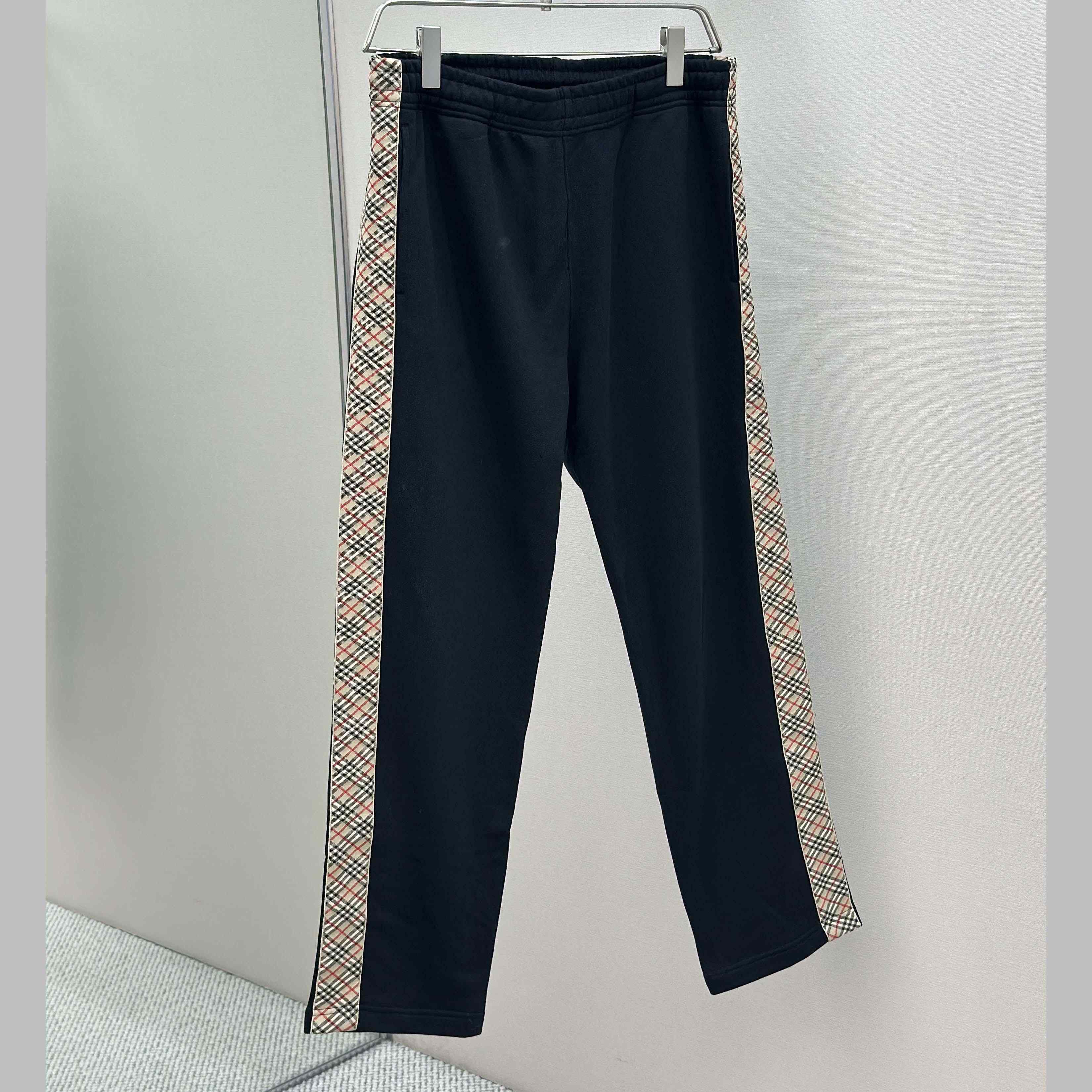 Burberry Check Trim Cotton Jogging Pants - EUR FASHION