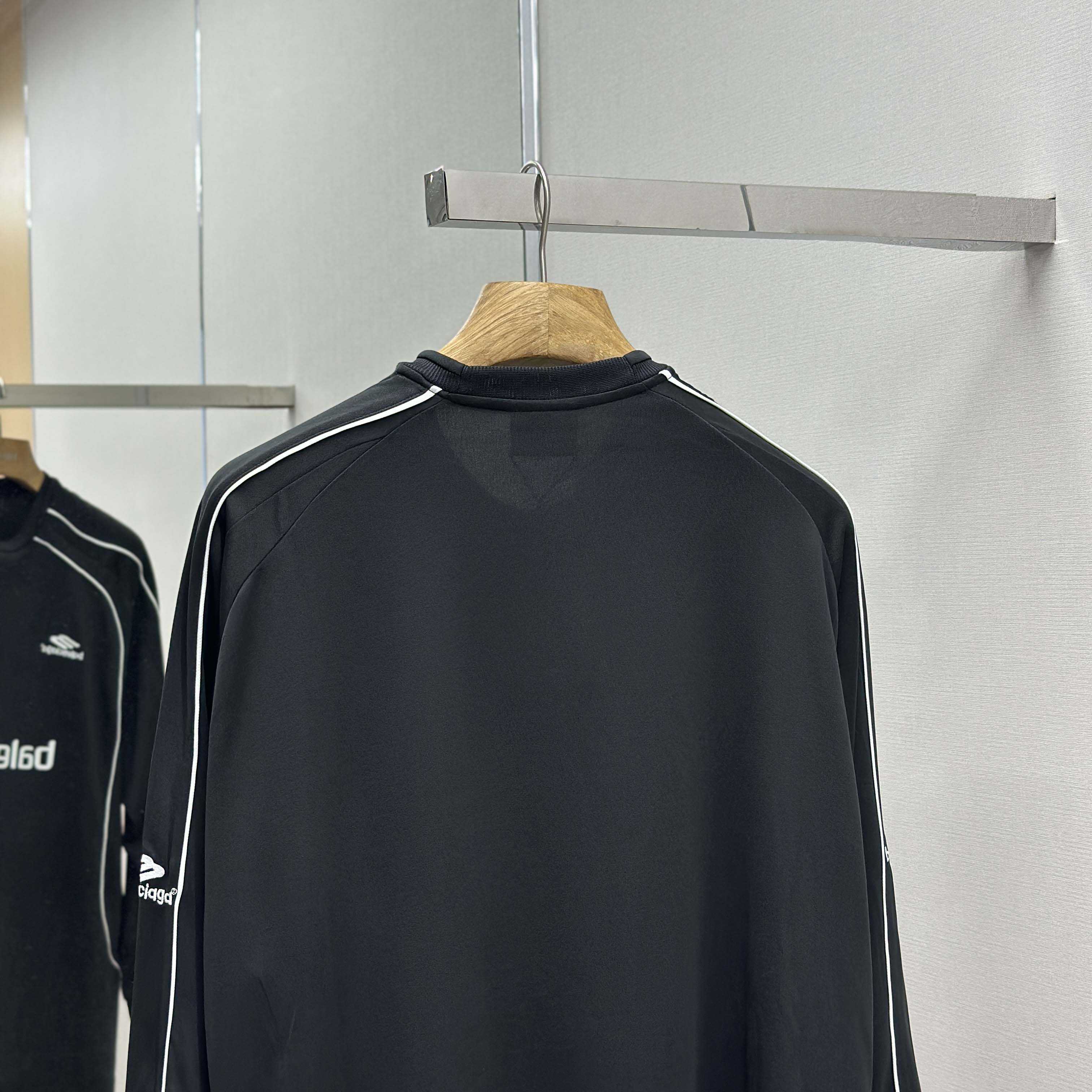 Balenciaga Paris Black Long Sleeve Soccer Jersey - EUR FASHION