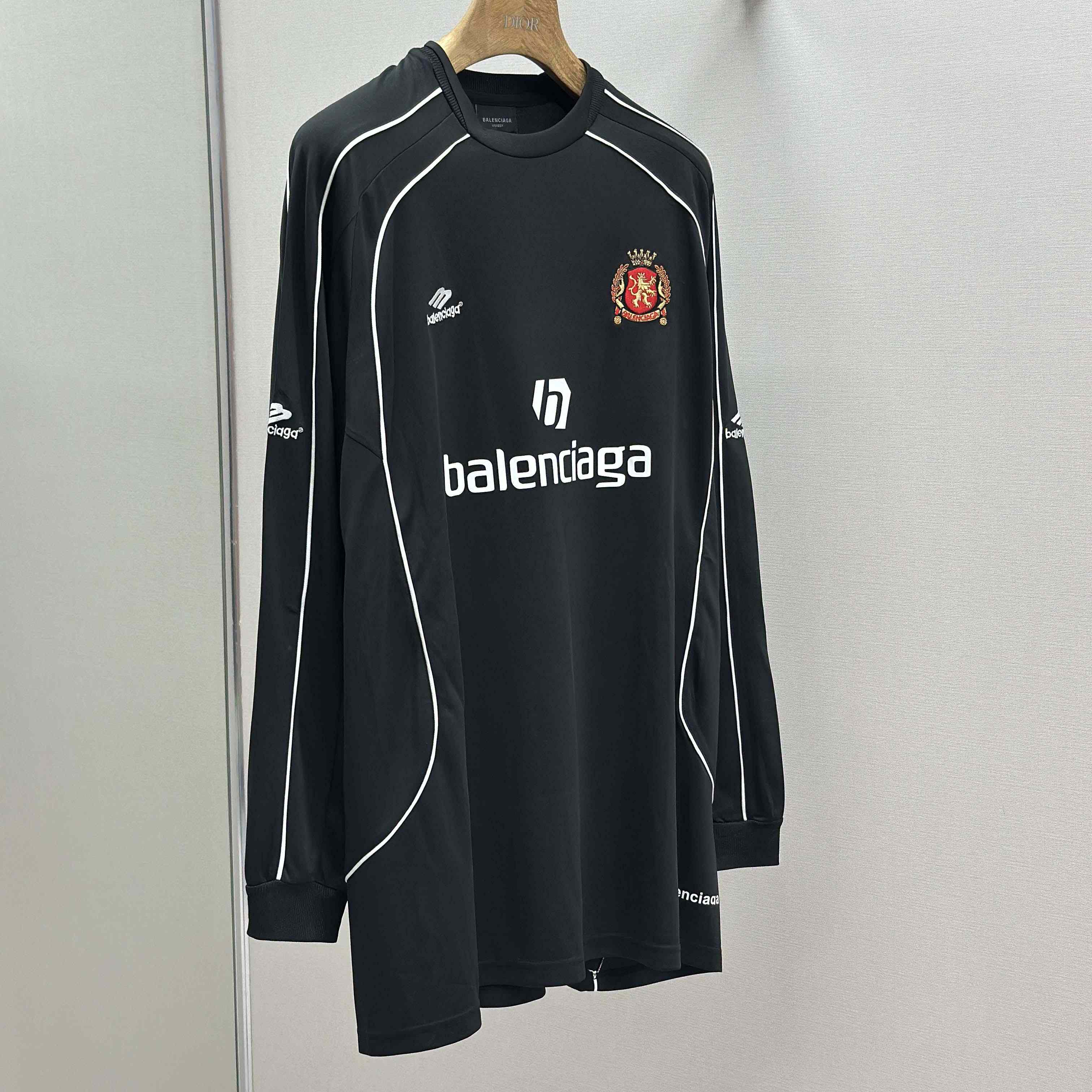 Balenciaga Paris Black Long Sleeve Soccer Jersey - EUR FASHION