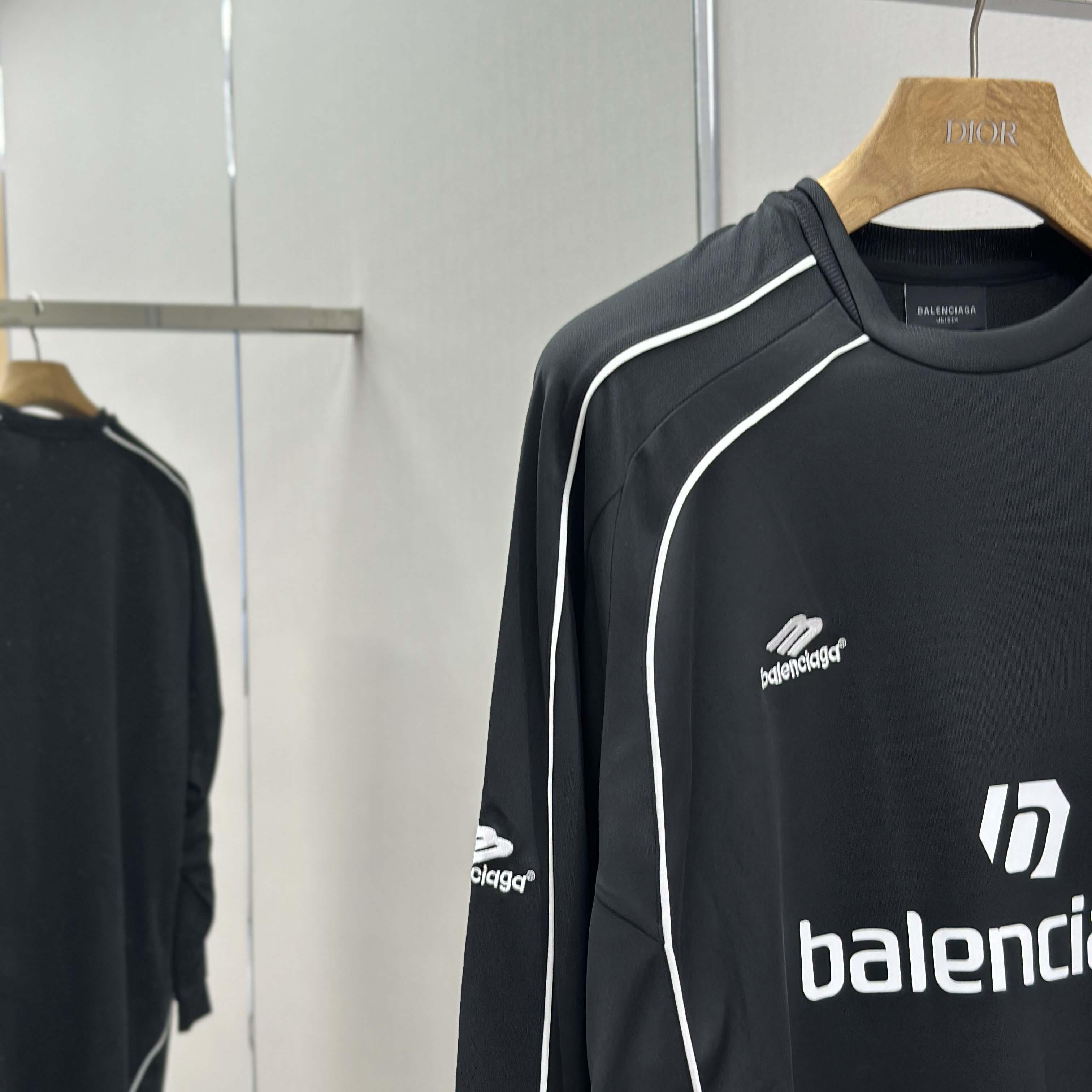 Balenciaga Paris Black Long Sleeve Soccer Jersey - EUR FASHION