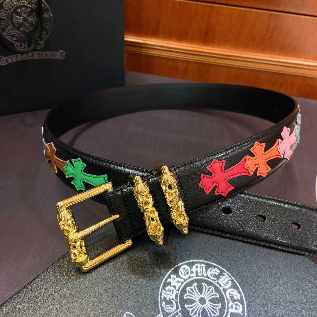 Chrome Hearts Leather Belt    3.8cm - EUR FASHION