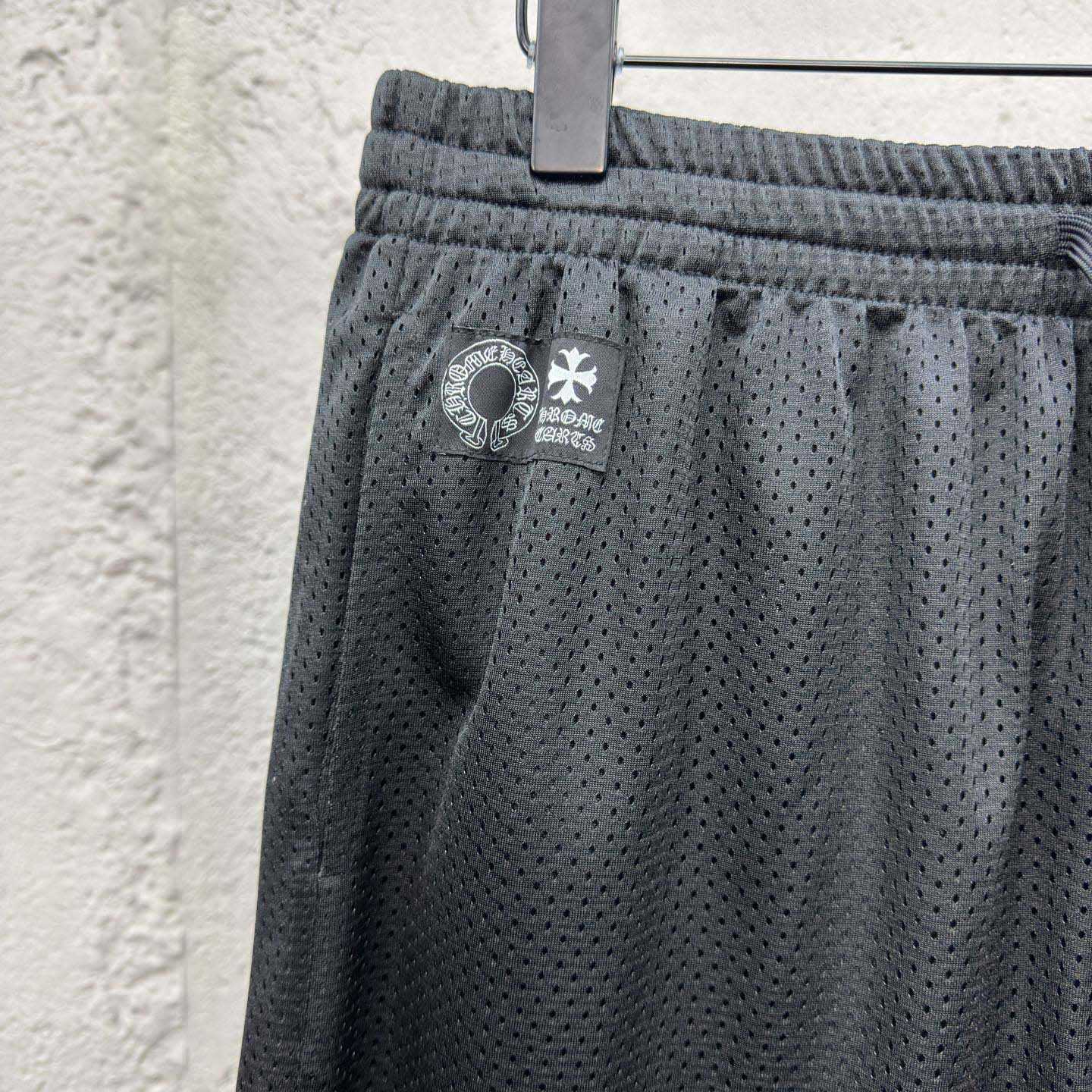 Chrome Hearts Sports Mesh Varsity Shorts Black - EUR FASHION