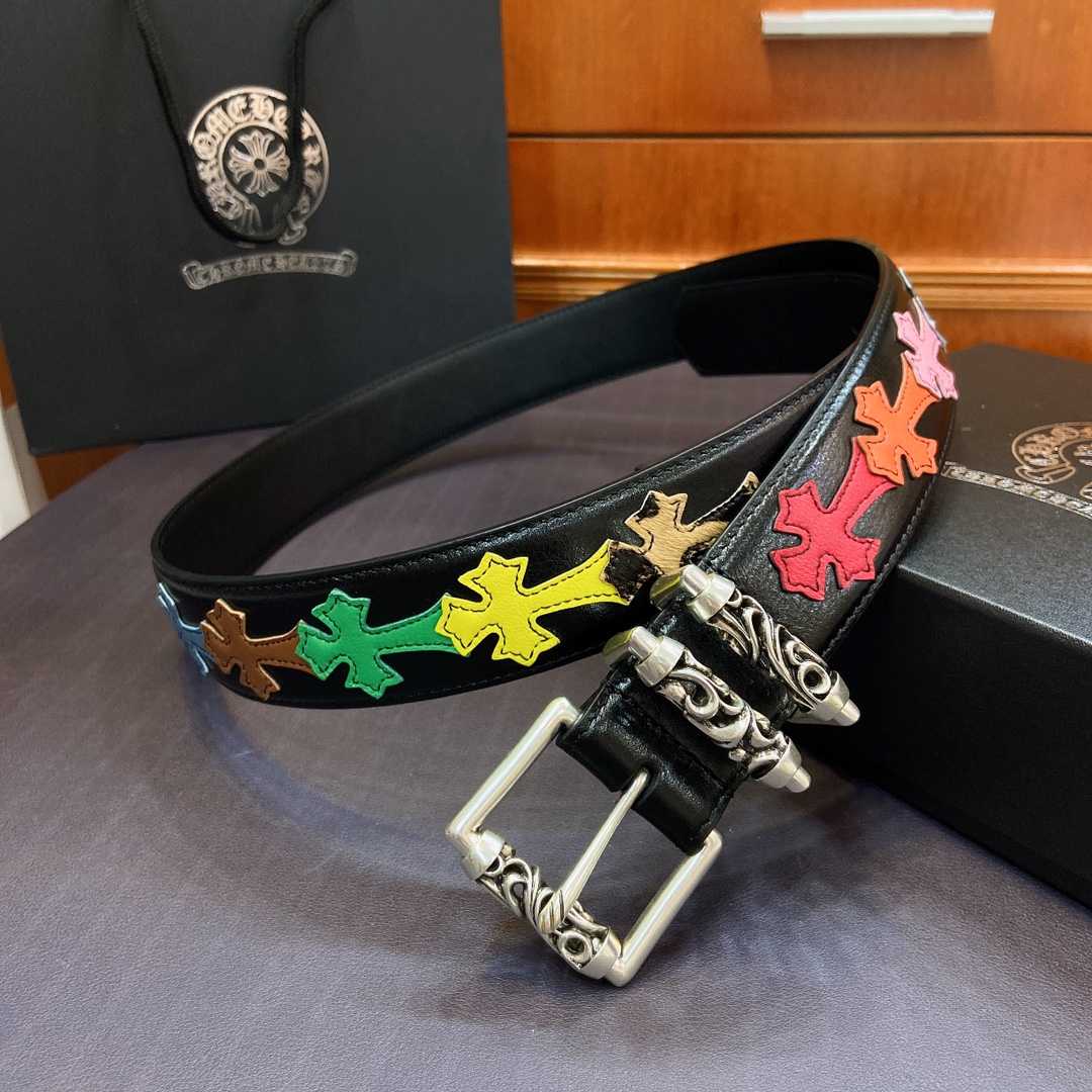 Chrome Hearts Leather Belt    3.8cm - EUR FASHION