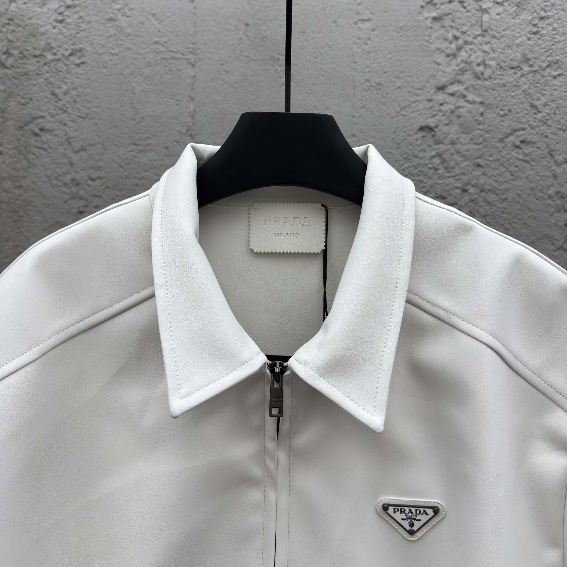 Prada Men's Nappa Leather Short-Sleeve Shirt - EUR FASHION