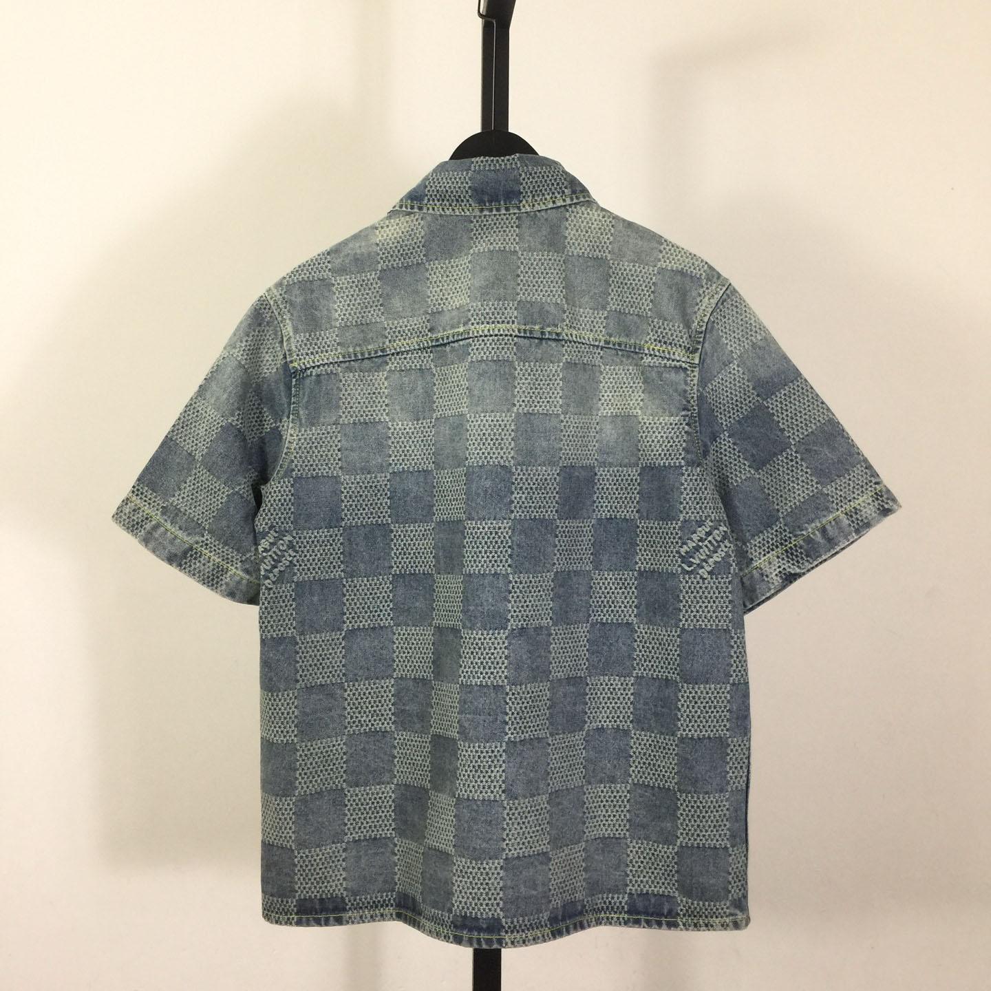 Louis Vuitton Damier 3D Light Denim Short-Sleeved Shirt   1AHVYX - EUR FASHION