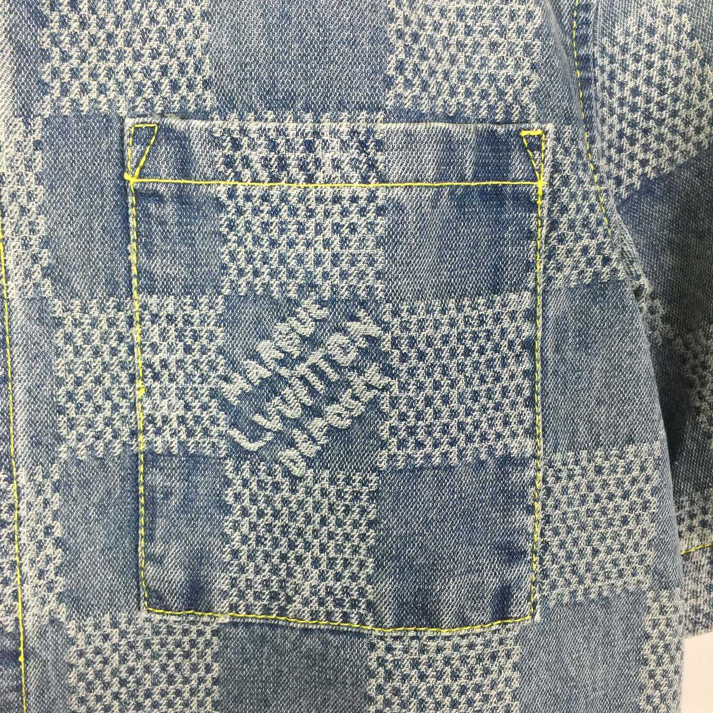 Louis Vuitton Damier 3D Light Denim Short-Sleeved Shirt   1AHVYX - EUR FASHION