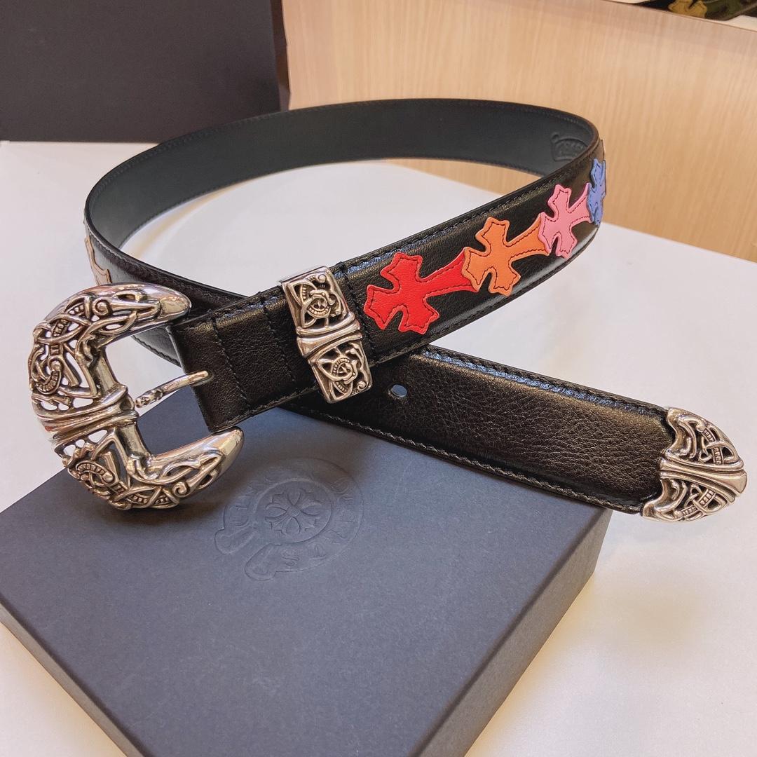 Chrome Hearts Leather Belt    3.8cm - EUR FASHION