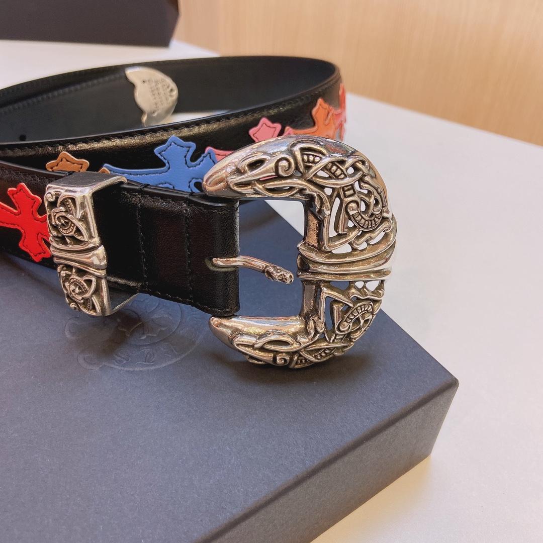 Chrome Hearts Leather Belt    3.8cm - EUR FASHION