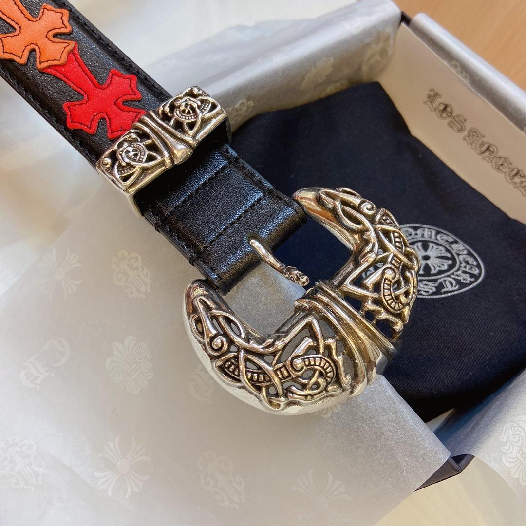 Chrome Hearts Leather Belt    3.8cm - EUR FASHION