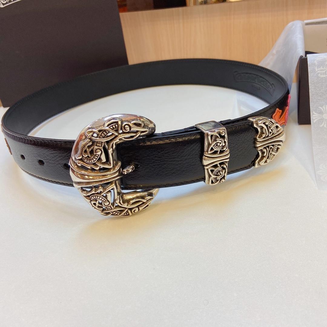 Chrome Hearts Leather Belt    3.8cm - EUR FASHION