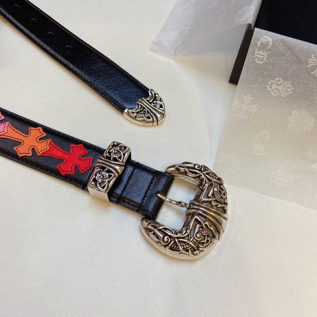 Chrome Hearts Leather Belt    3.8cm - EUR FASHION