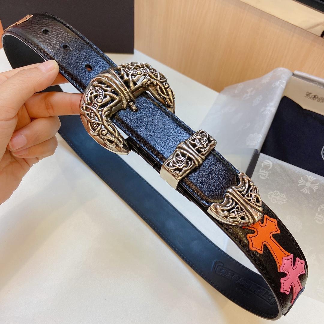 Chrome Hearts Leather Belt    3.8cm - EUR FASHION