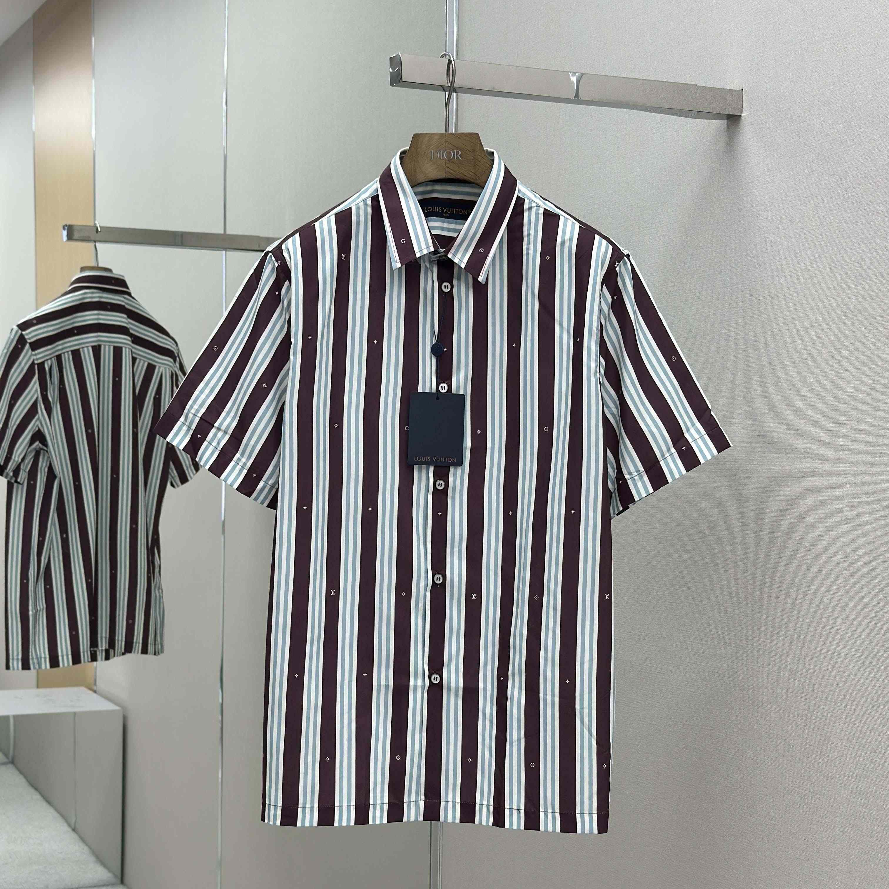 Louis Vuitton Striped Short-Sleeved Shirt   1AHVWE - EUR FASHION