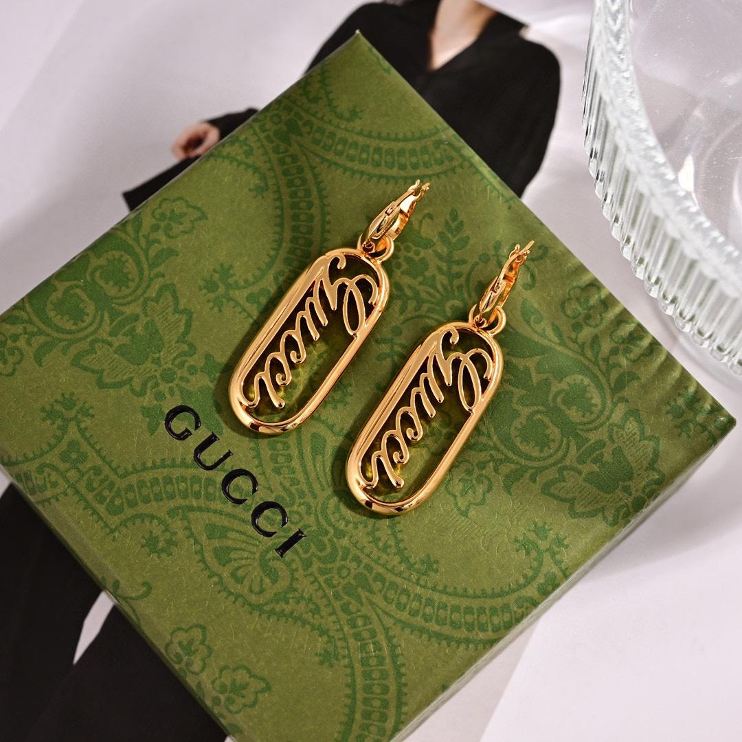 Gucci Script Logo Drop Earrings - EUR FASHION