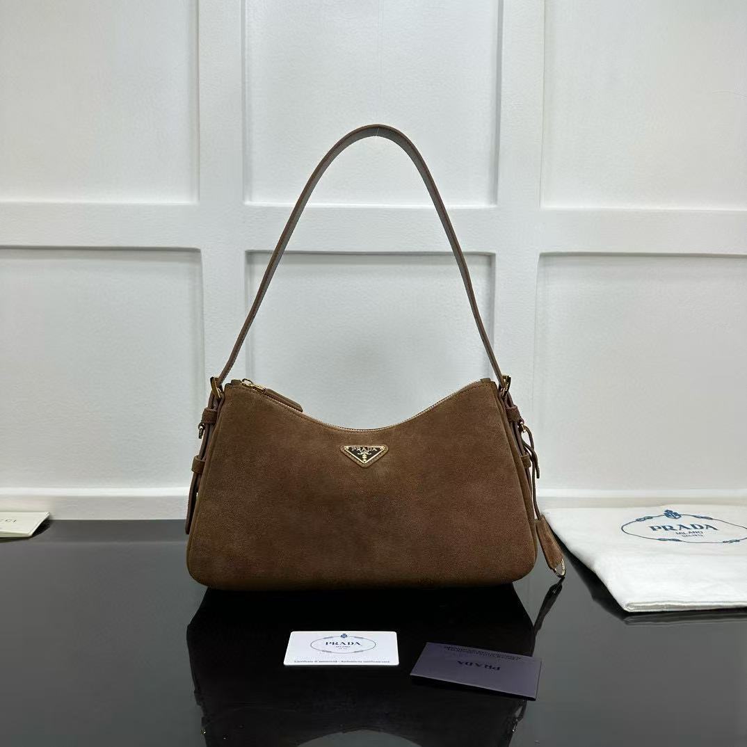 Prada Aimée Medium Suede Shoulder Bag - EUR FASHION