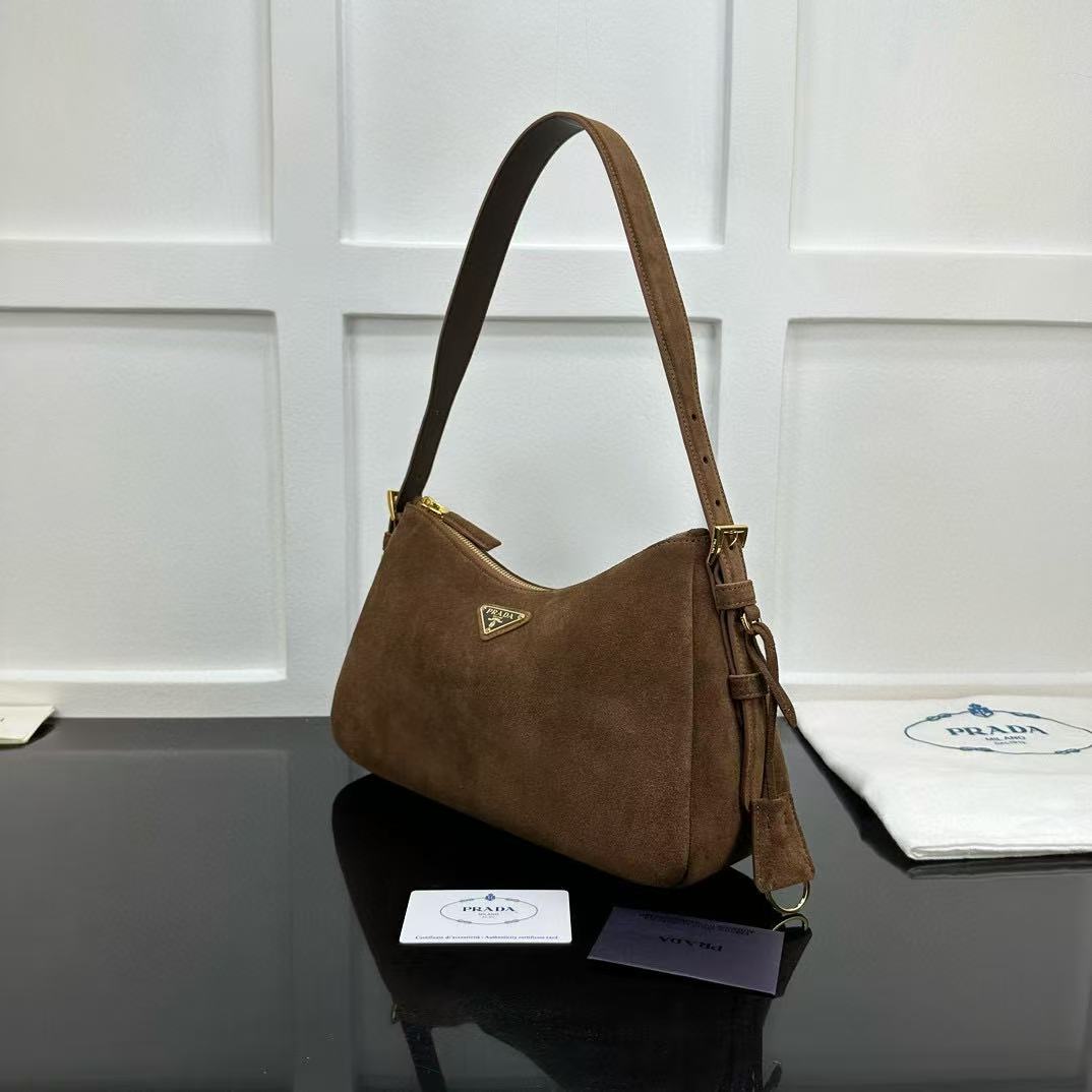 Prada Aimée Medium Suede Shoulder Bag - EUR FASHION
