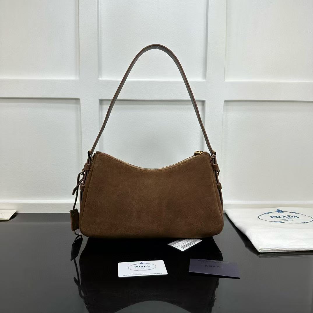 Prada Aimée Medium Suede Shoulder Bag - EUR FASHION