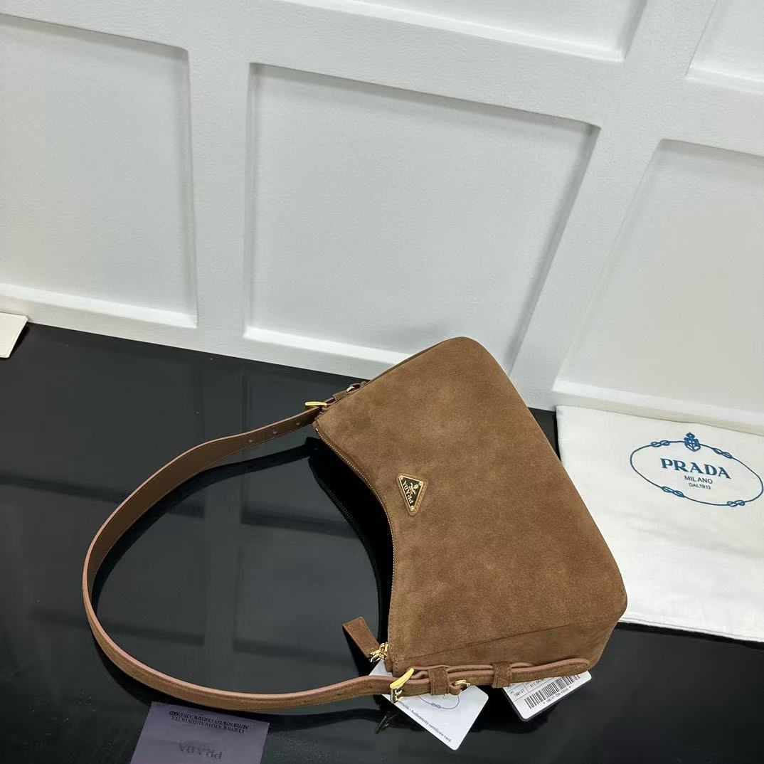 Prada Aimée Medium Suede Shoulder Bag - EUR FASHION