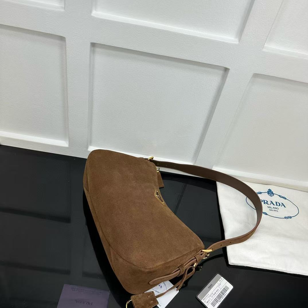 Prada Aimée Medium Suede Shoulder Bag - EUR FASHION