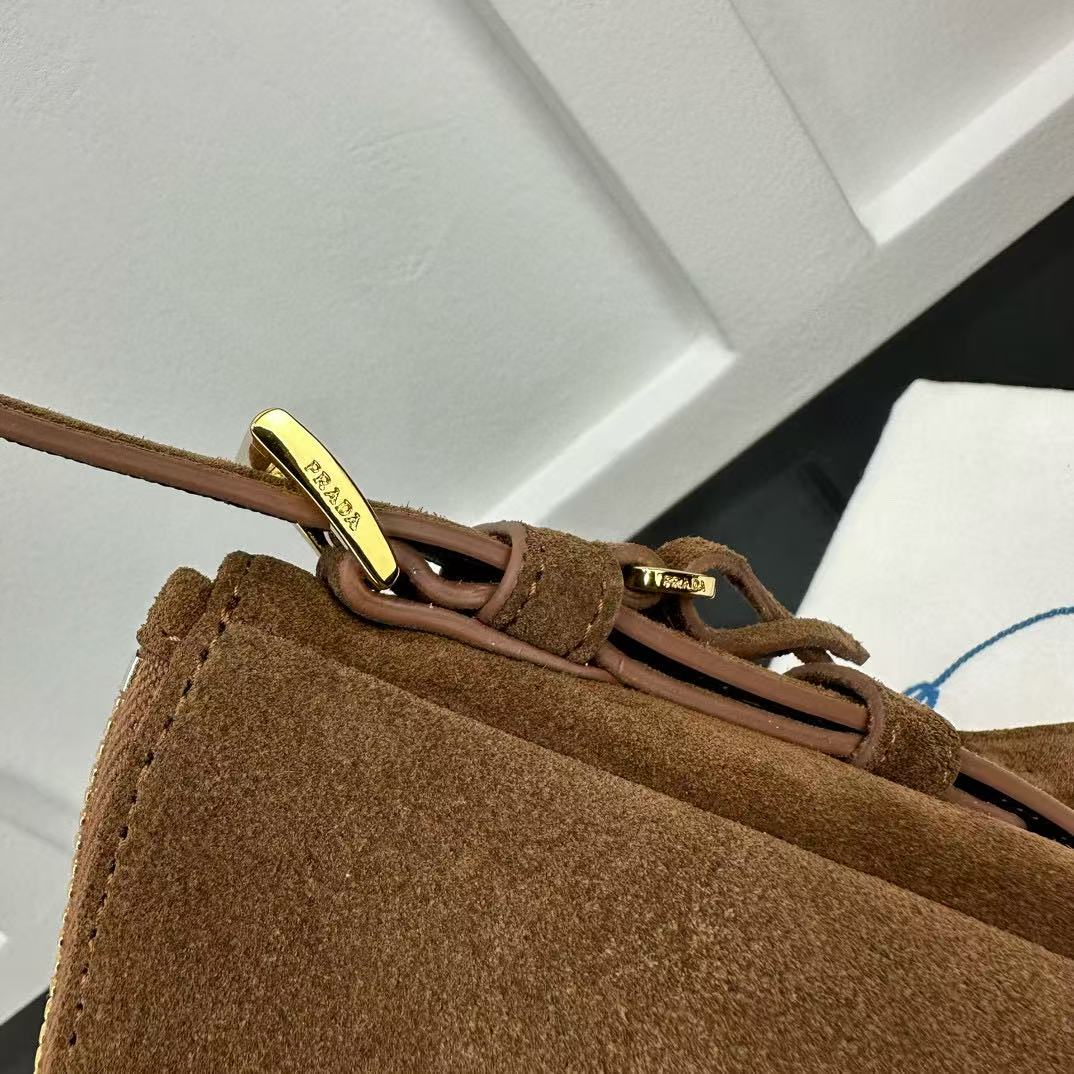 Prada Aimée Medium Suede Shoulder Bag - EUR FASHION