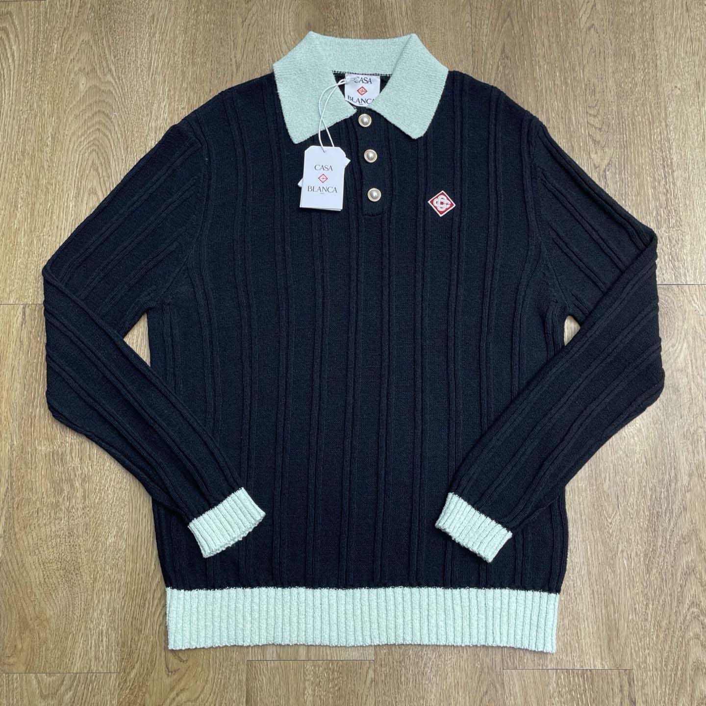 Casablanca Boucle Long Sleeve Polo Shirt     D0101 - EUR FASHION
