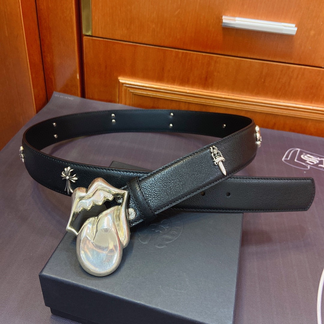 Chrome Hearts Leather Belt   - EUR FASHION