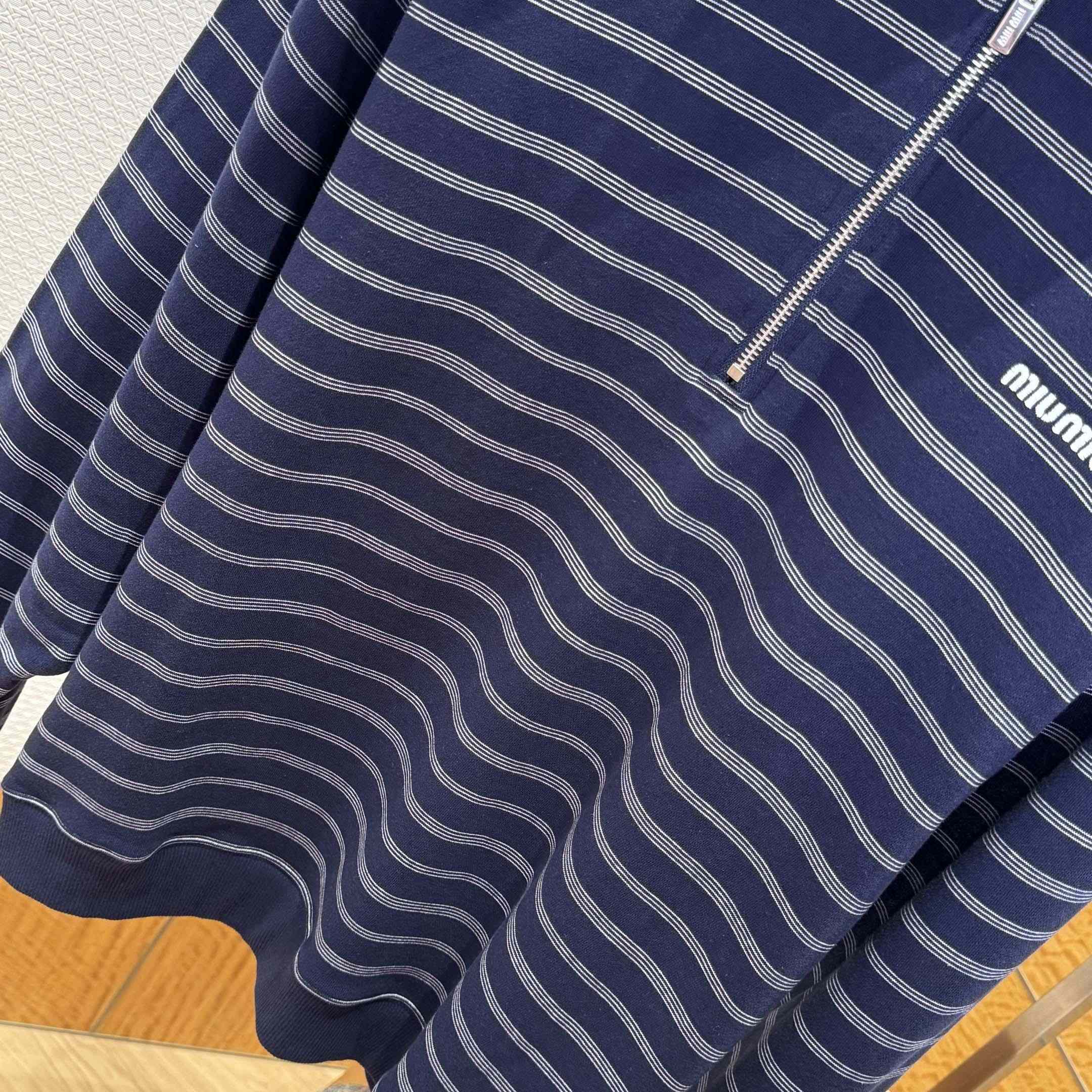 Miu Miu Striped ZIp-Up Polo Shirt - EUR FASHION