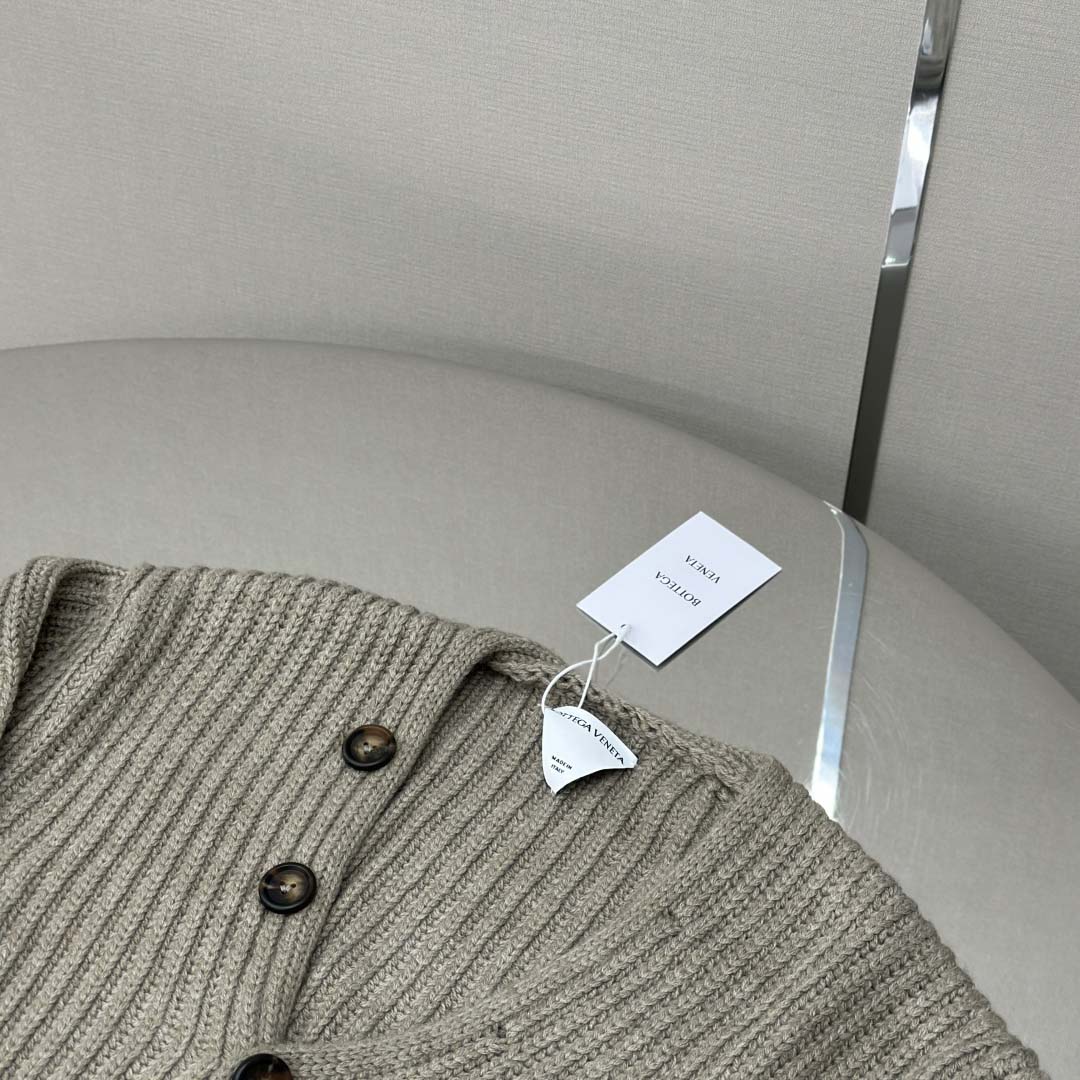 Bottega Veneta Neutral V-Neck Knit Cardigan - EUR FASHION