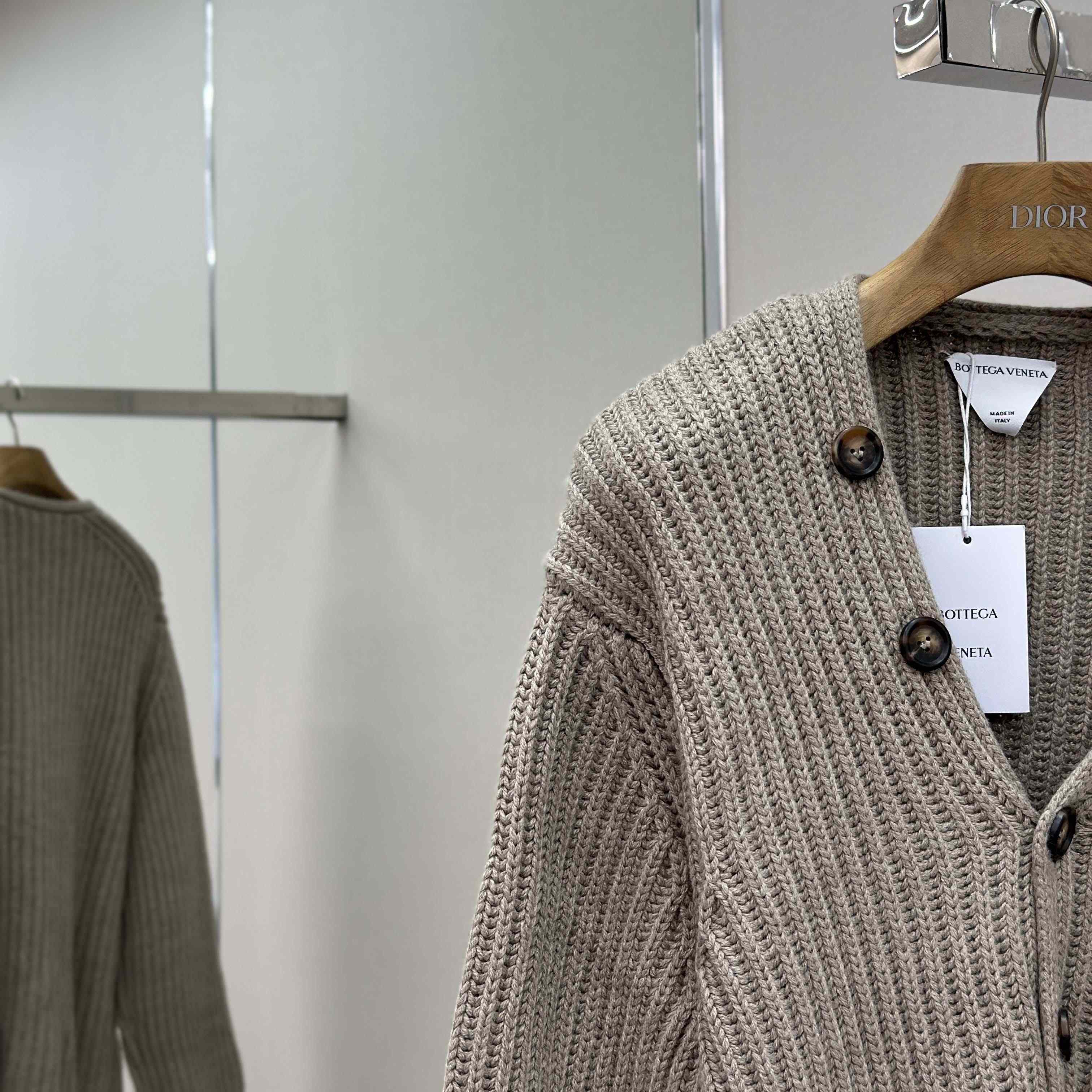 Bottega Veneta Neutral V-Neck Knit Cardigan - EUR FASHION