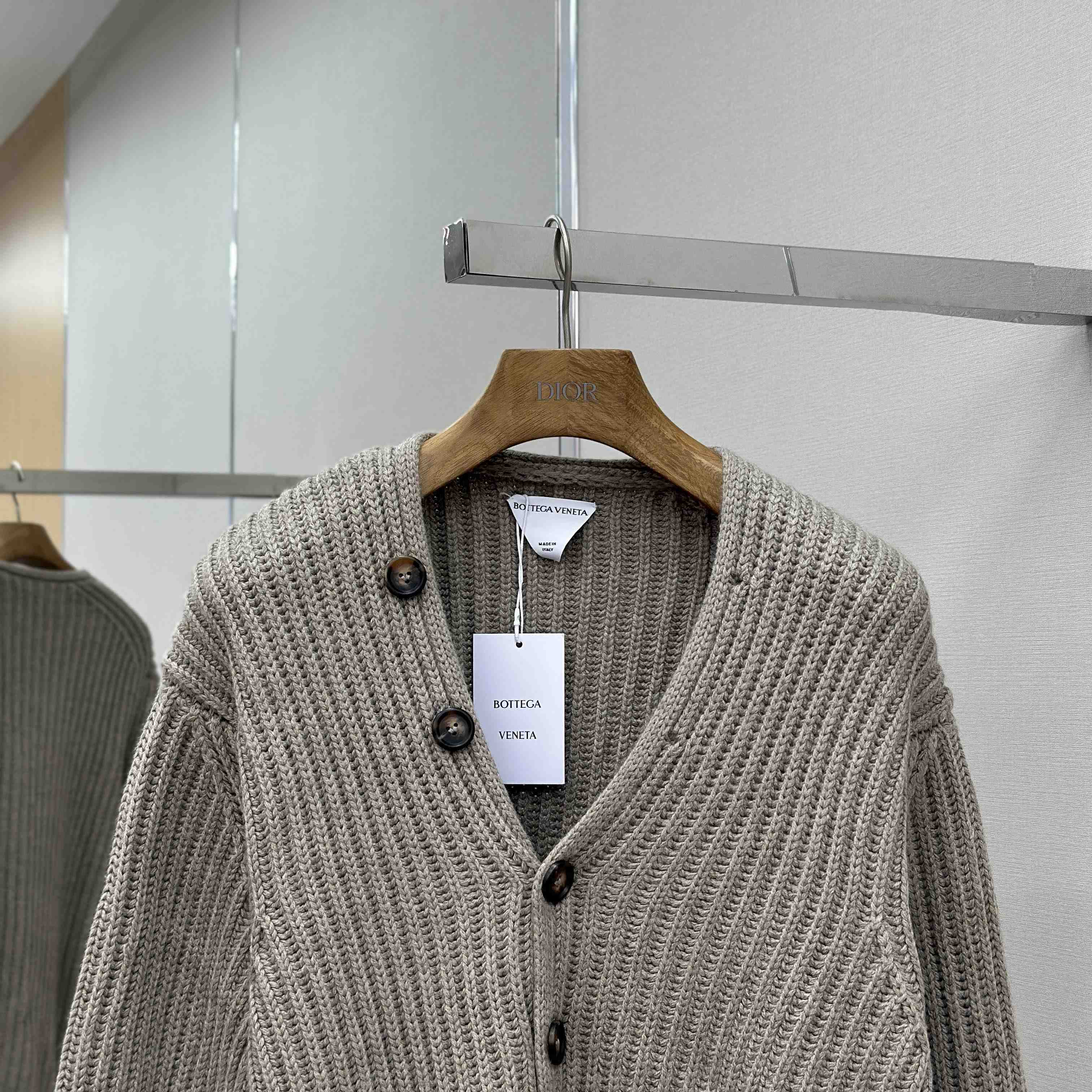 Bottega Veneta Neutral V-Neck Knit Cardigan - EUR FASHION