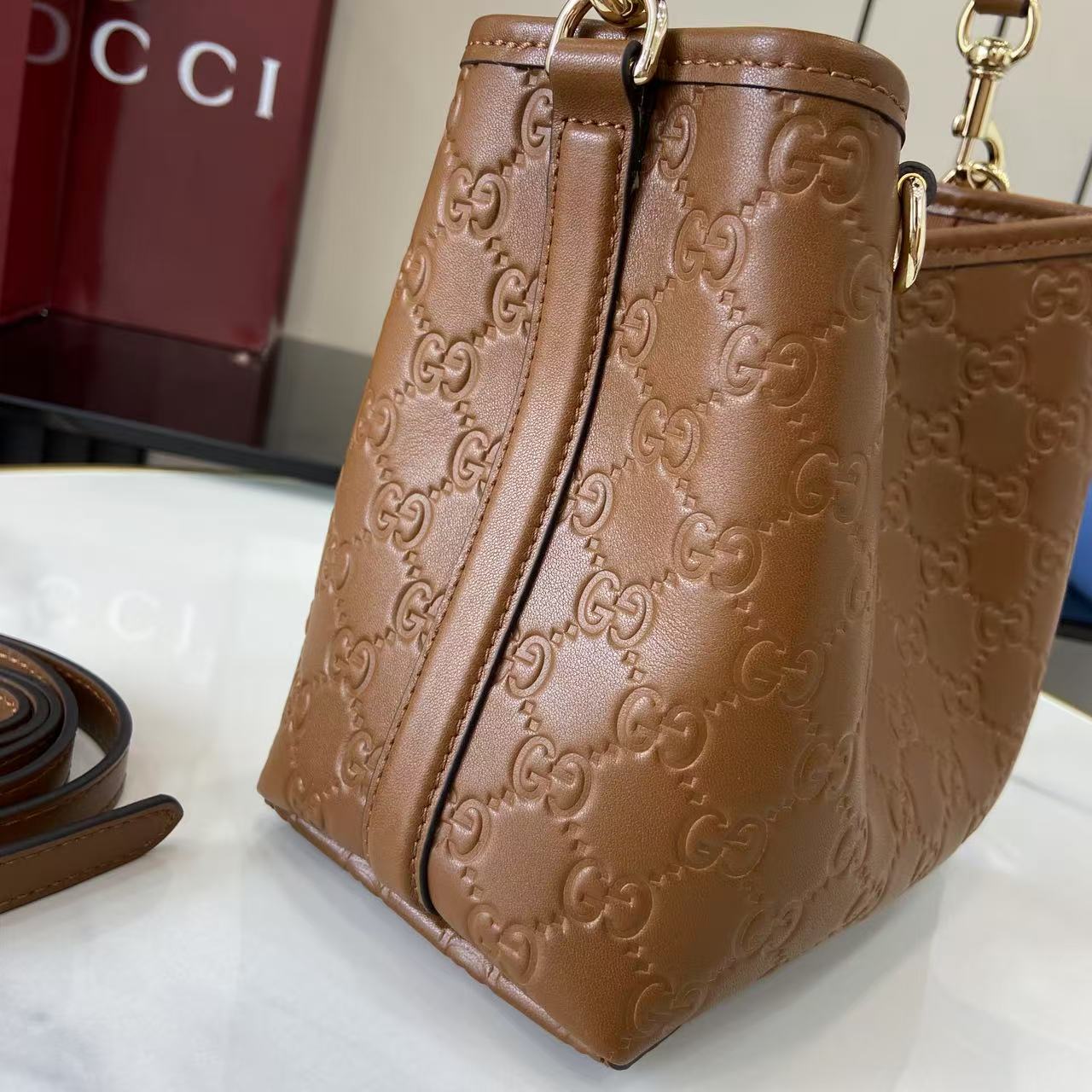 Gucci GG Emblem Small Bucket Bag  - EUR FASHION