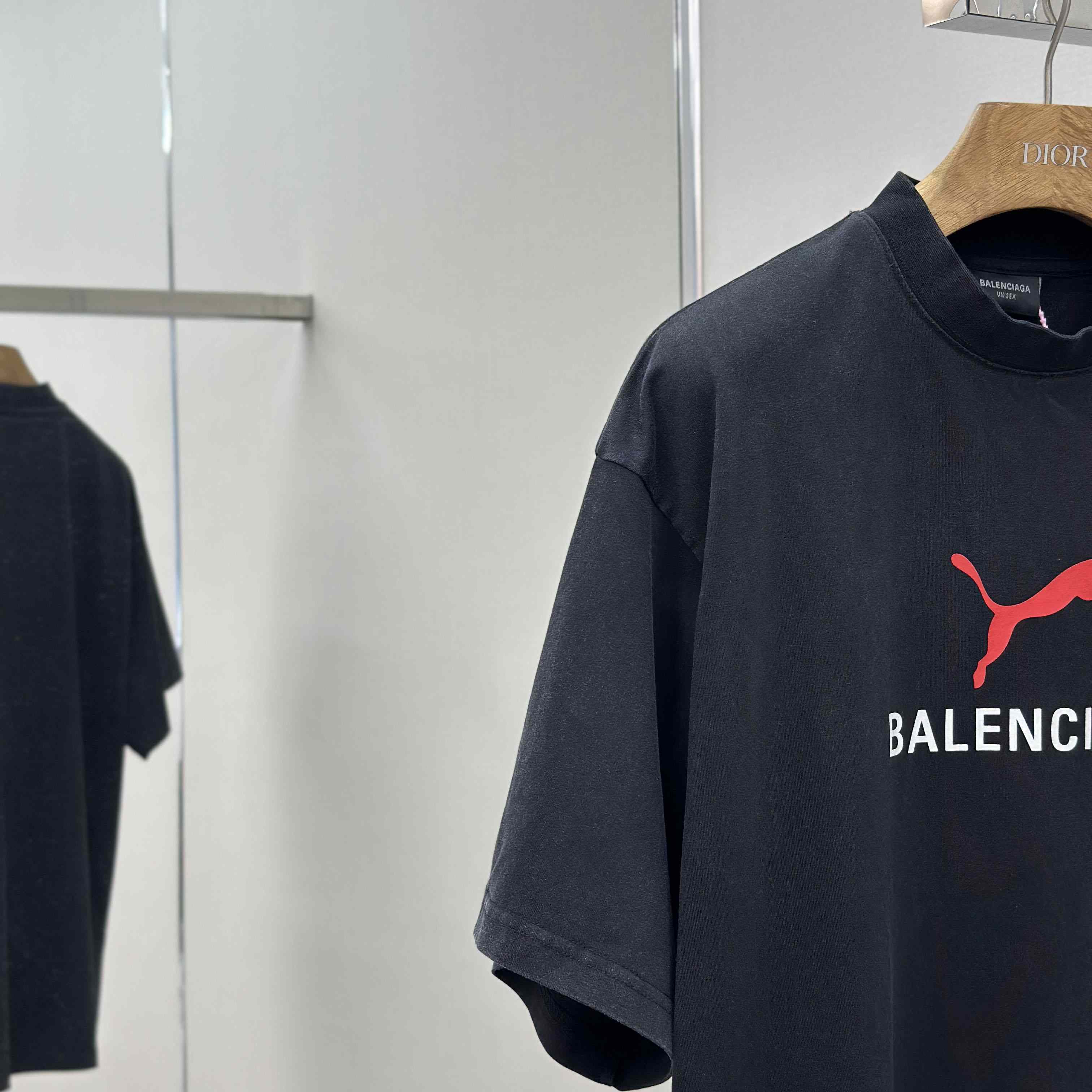 Balenciaga I PUMA Oversized T-Shirt in faded washed black dry jersey - EUR FASHION