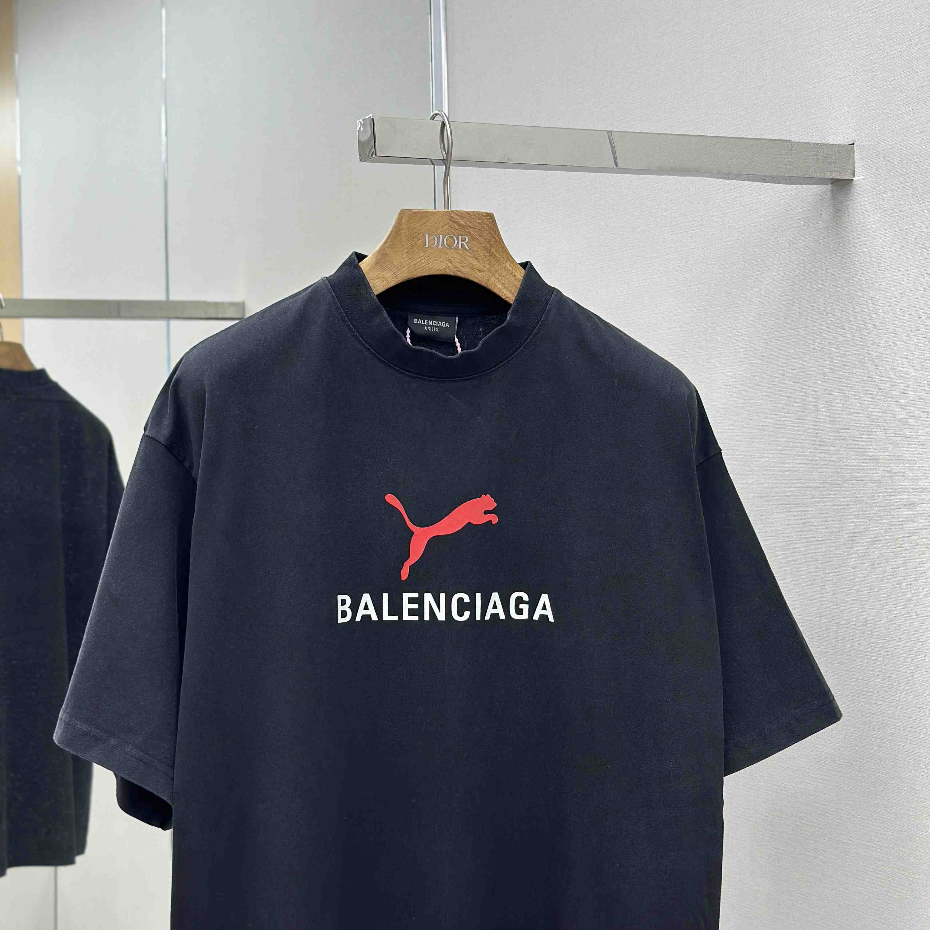 Balenciaga I PUMA Oversized T-Shirt in faded washed black dry jersey - EUR FASHION