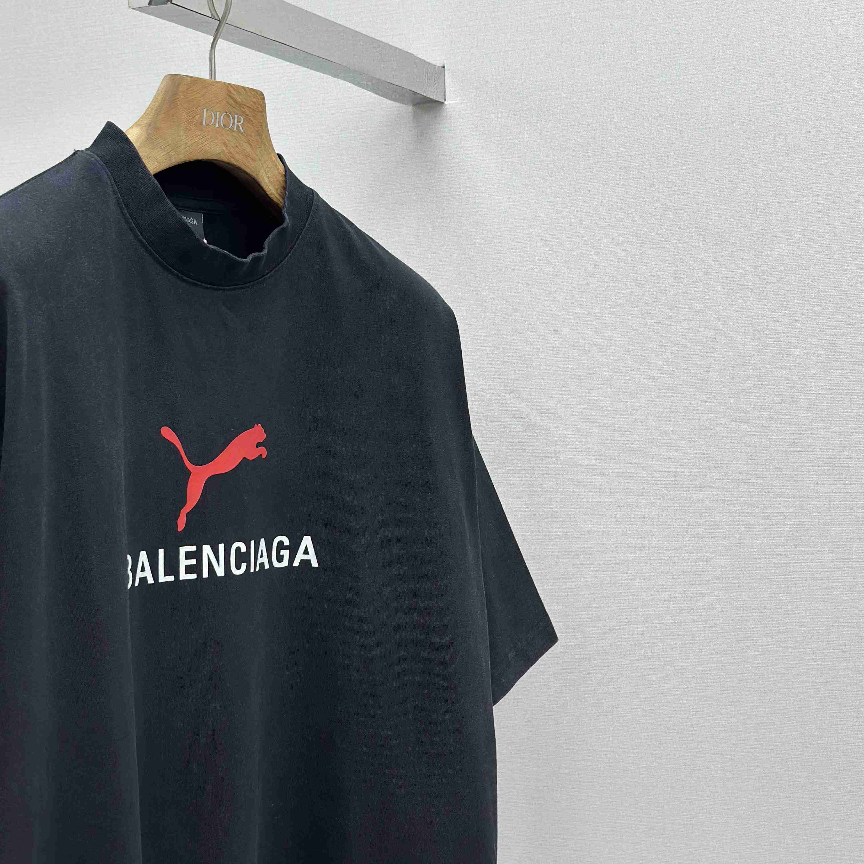 Balenciaga I PUMA Oversized T-Shirt in faded washed black dry jersey - EUR FASHION
