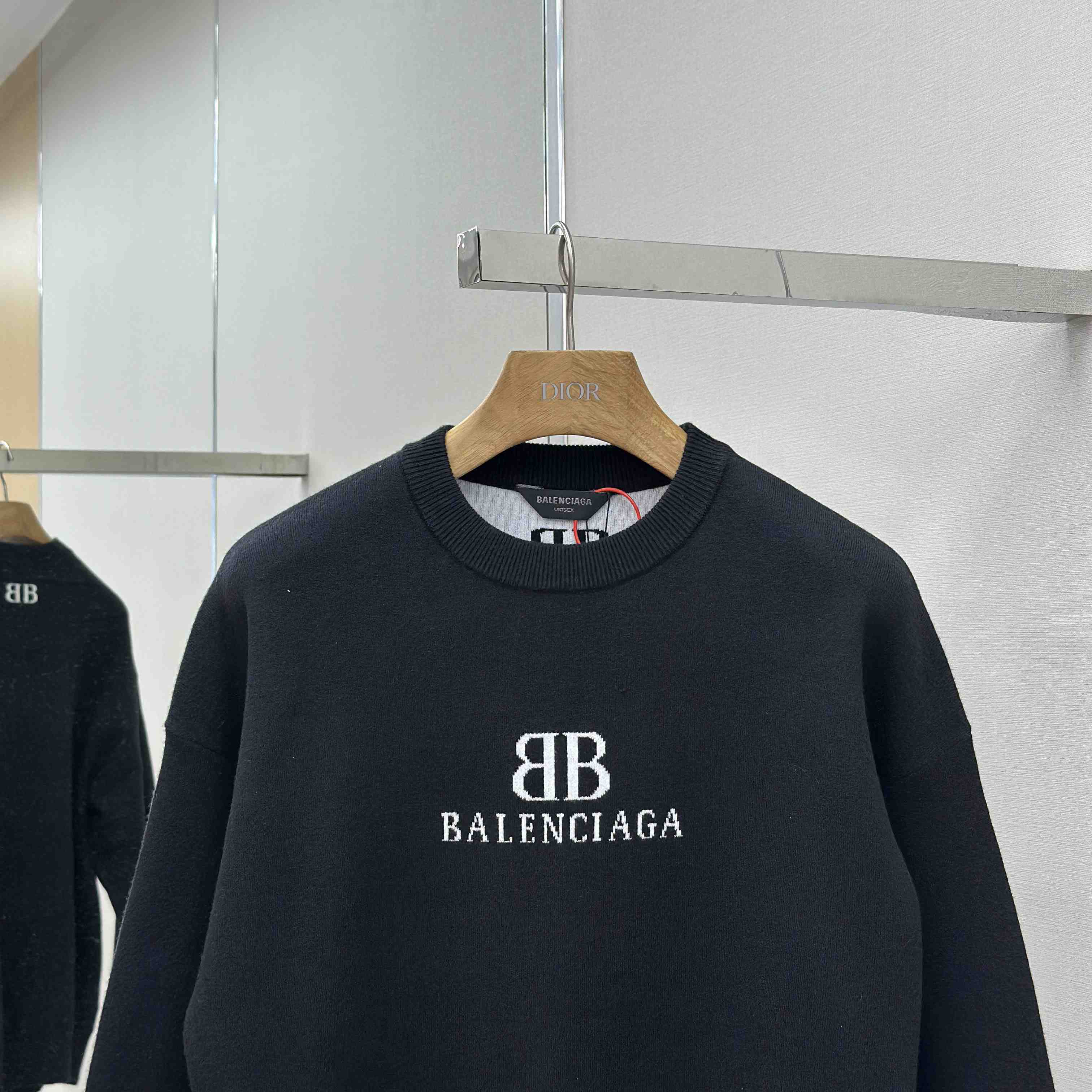 Balenciaga Crewneck Sweater In Black And White Wool Knit - EUR FASHION